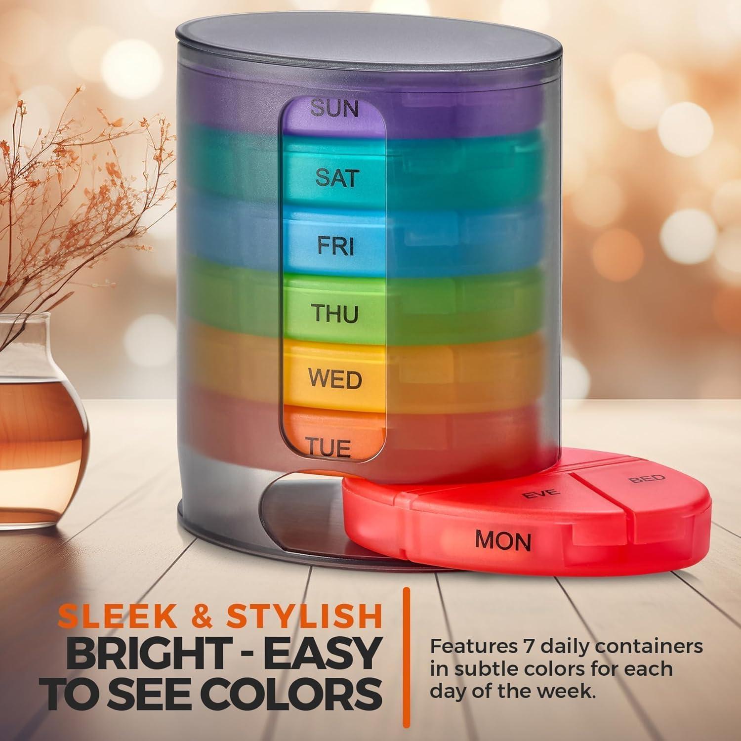 Organizador Semanal de Pastillas MEDca, 7 Compartimentos, Negro