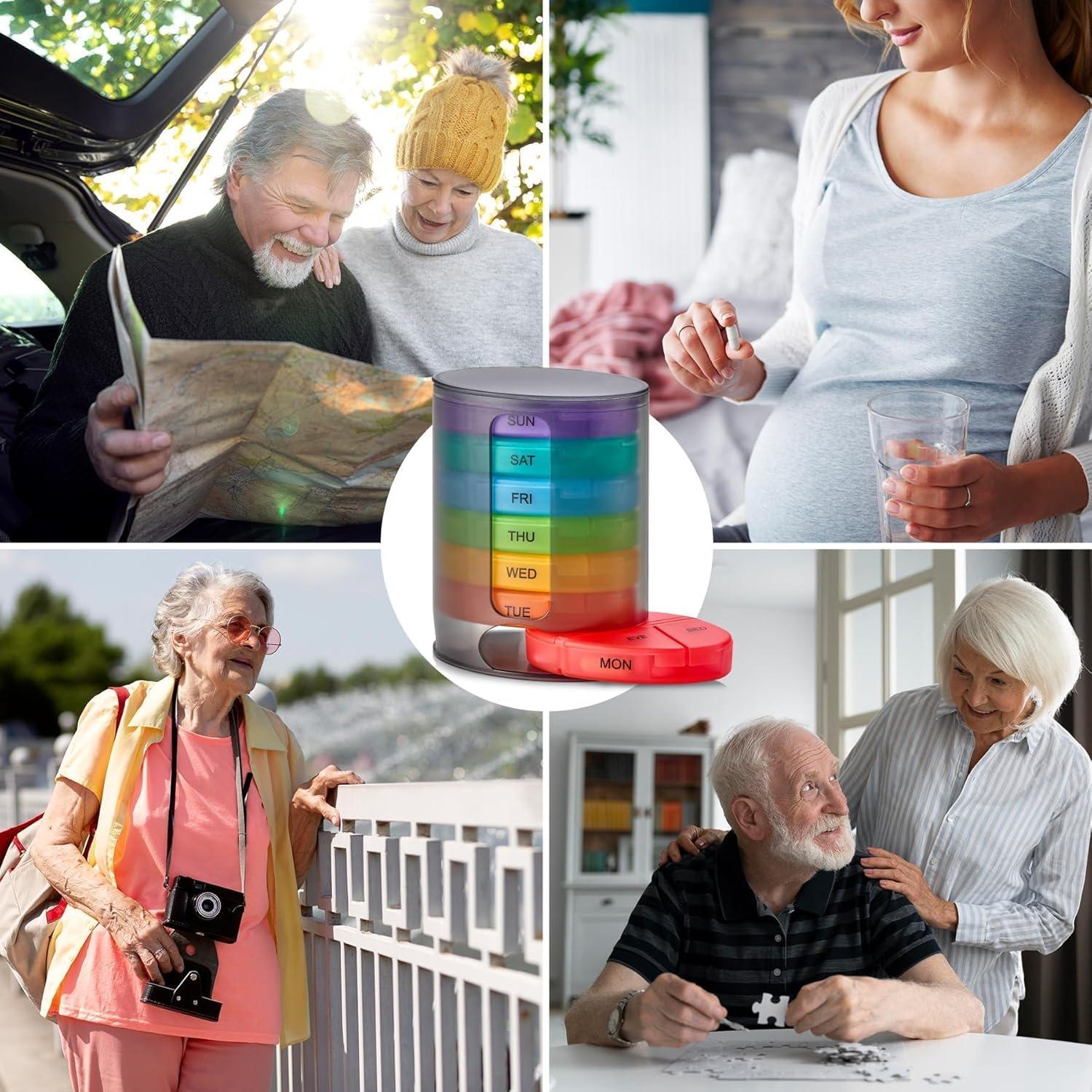 Organizador Semanal de Pastillas MEDca, 7 Compartimentos, Negro