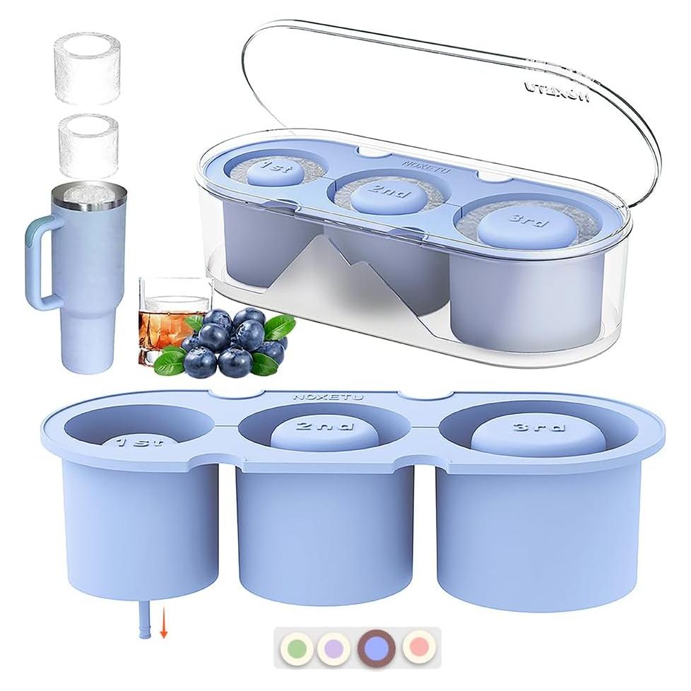 Molde de Hielo Noxetu 40oz Silicona Flexible con Tapa Transparente