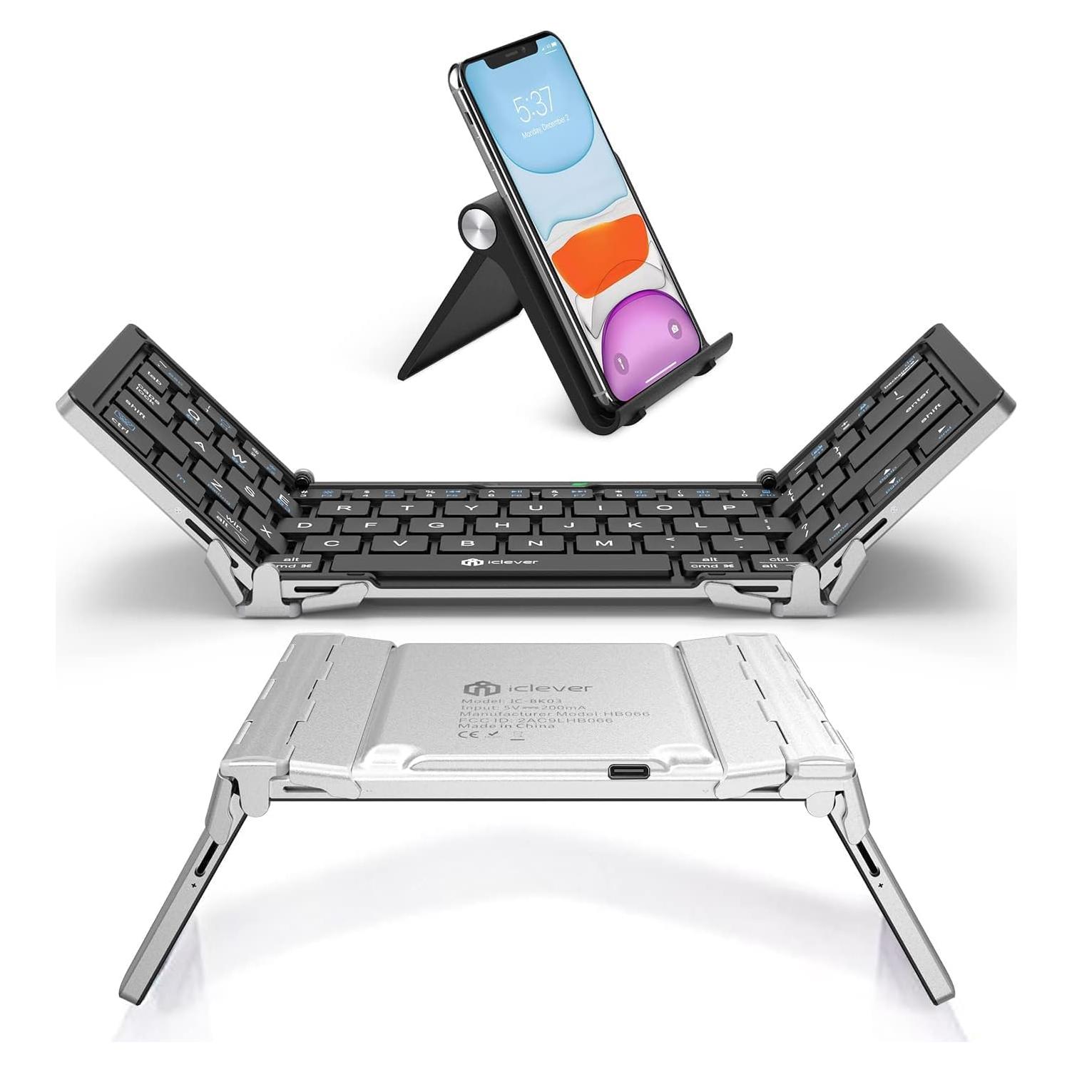 Teclado Bluetooth Plegable iClever BK03, Ultra Delgado, USB-C