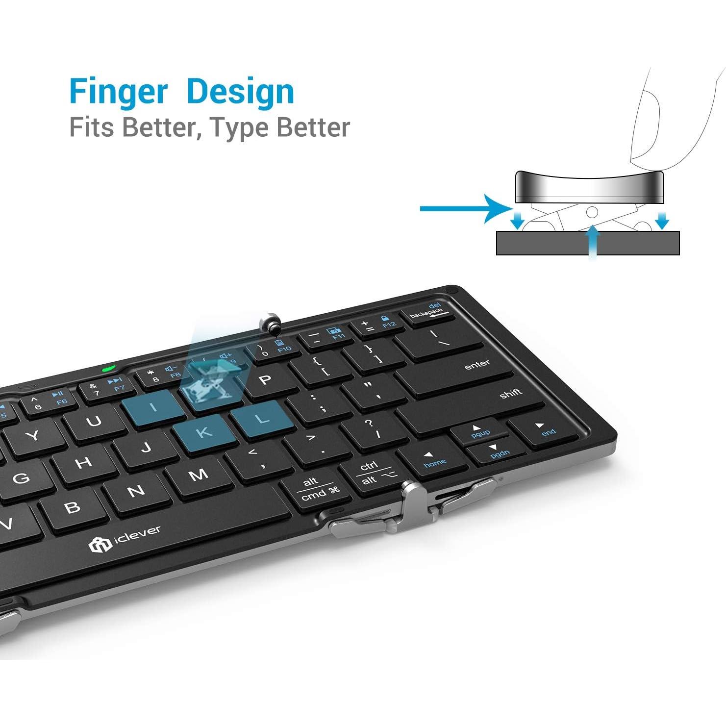 Teclado Bluetooth Plegable iClever BK03, Ultra Delgado, USB-C