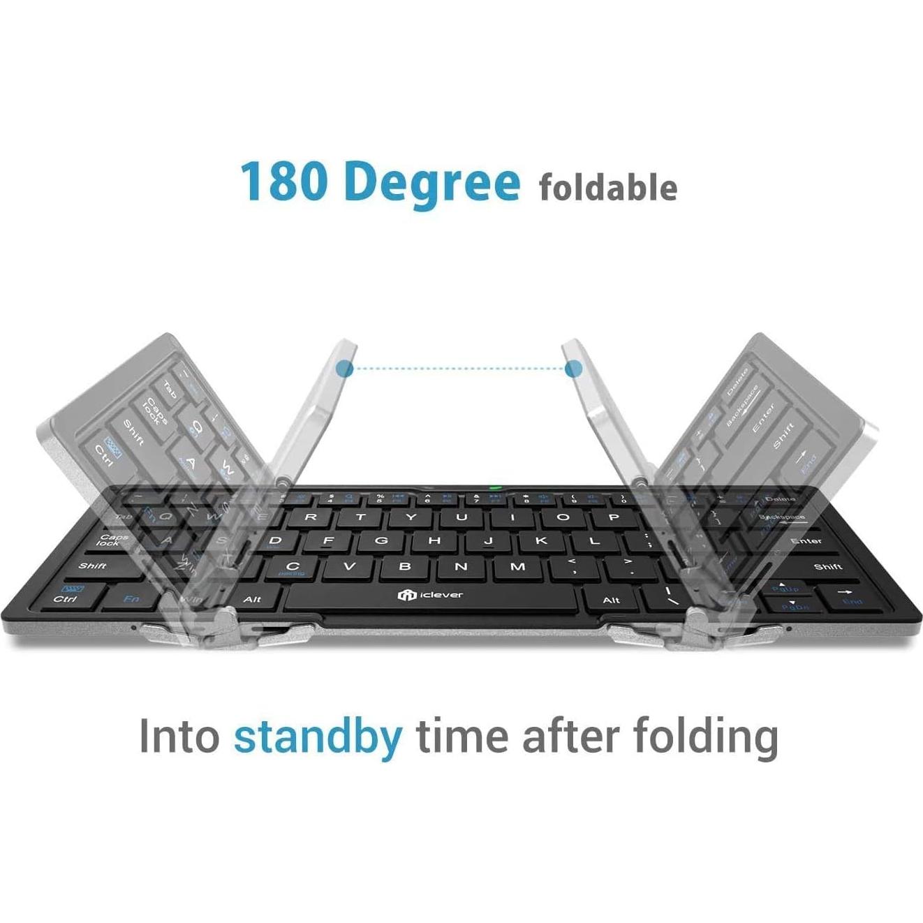 Teclado Bluetooth Plegable iClever BK03, Ultra Delgado, USB-C