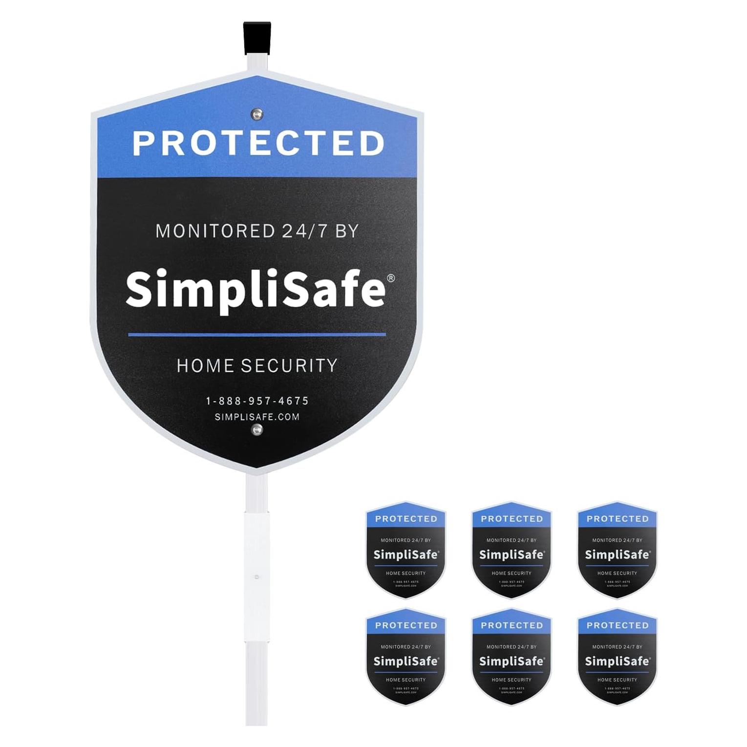 Cartel de Jardín SimpliSafe con 6 Calcomanías de Seguridad