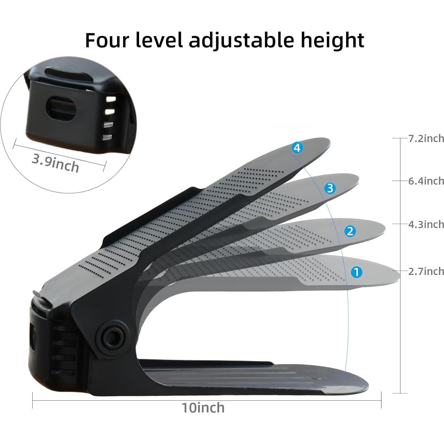 Organizador de Zapatos Yashong 24PCS Apilable Negro Ajustable