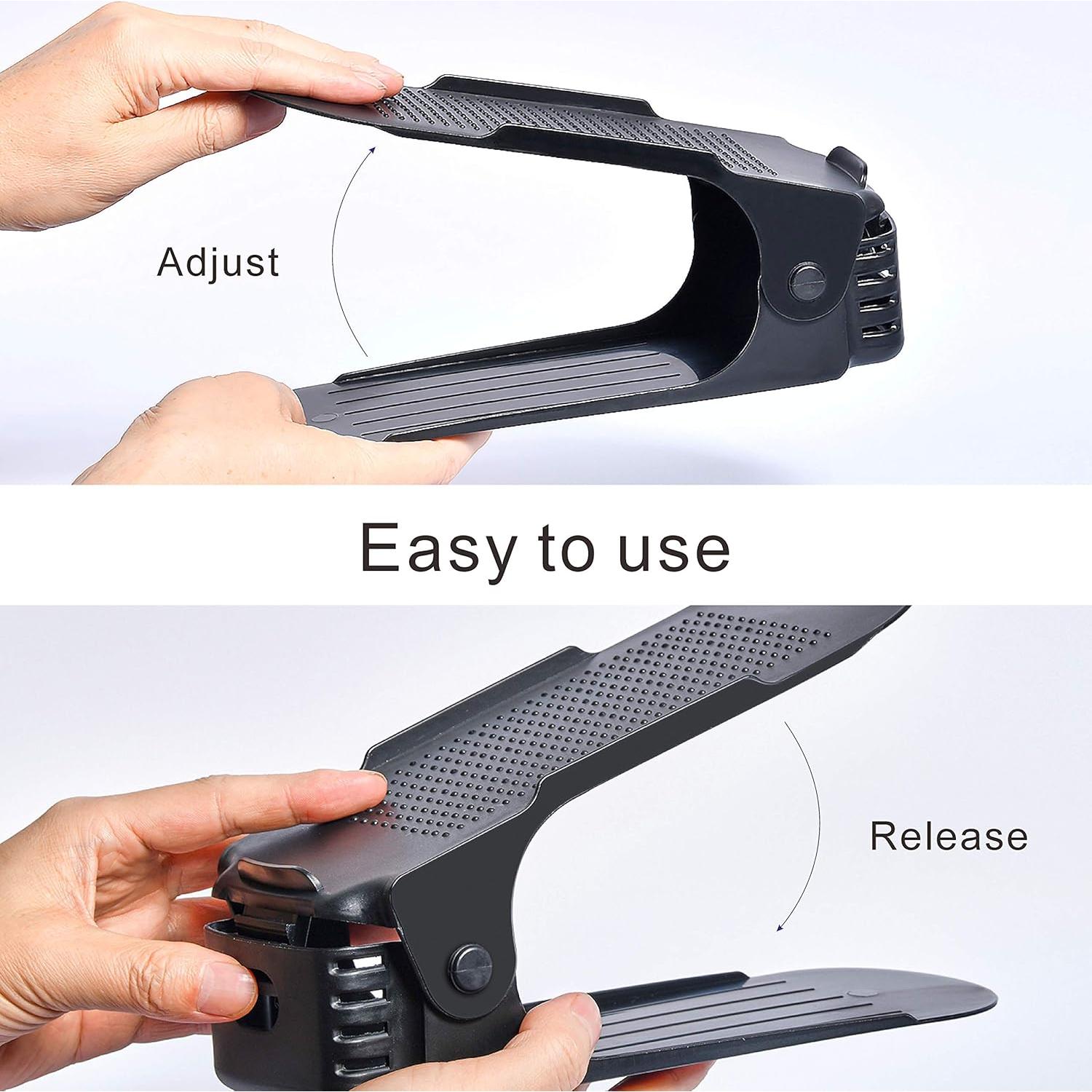 Organizador de Zapatos Yashong 24PCS Apilable Negro Ajustable