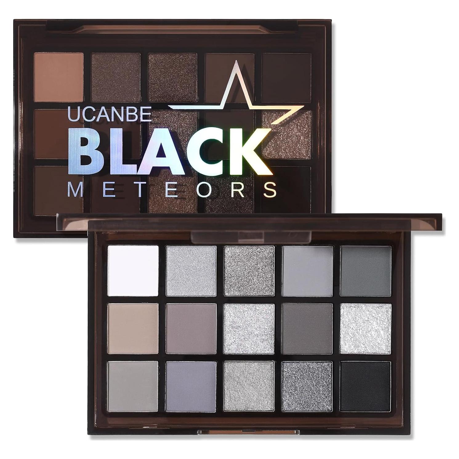 Paleta de Sombras UCANBE Meteoros Negros 15 Colores Mate y Brillantes