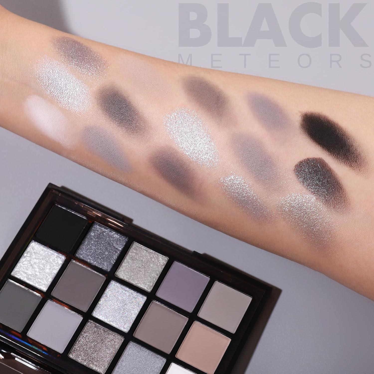 Paleta de Sombras UCANBE Meteoros Negros 15 Colores Mate y Brillantes