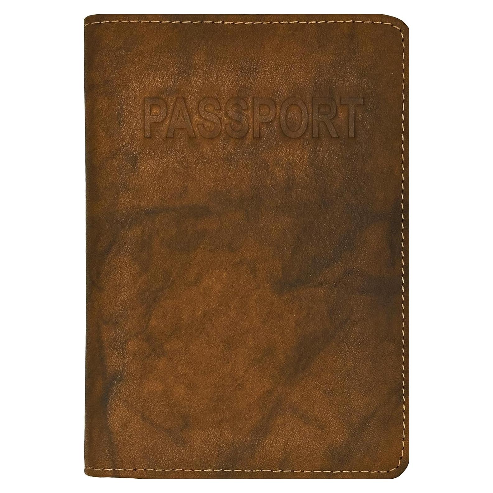 Cubierta de Pasaporte de Cuero Genuino Silla Antigua con BFR