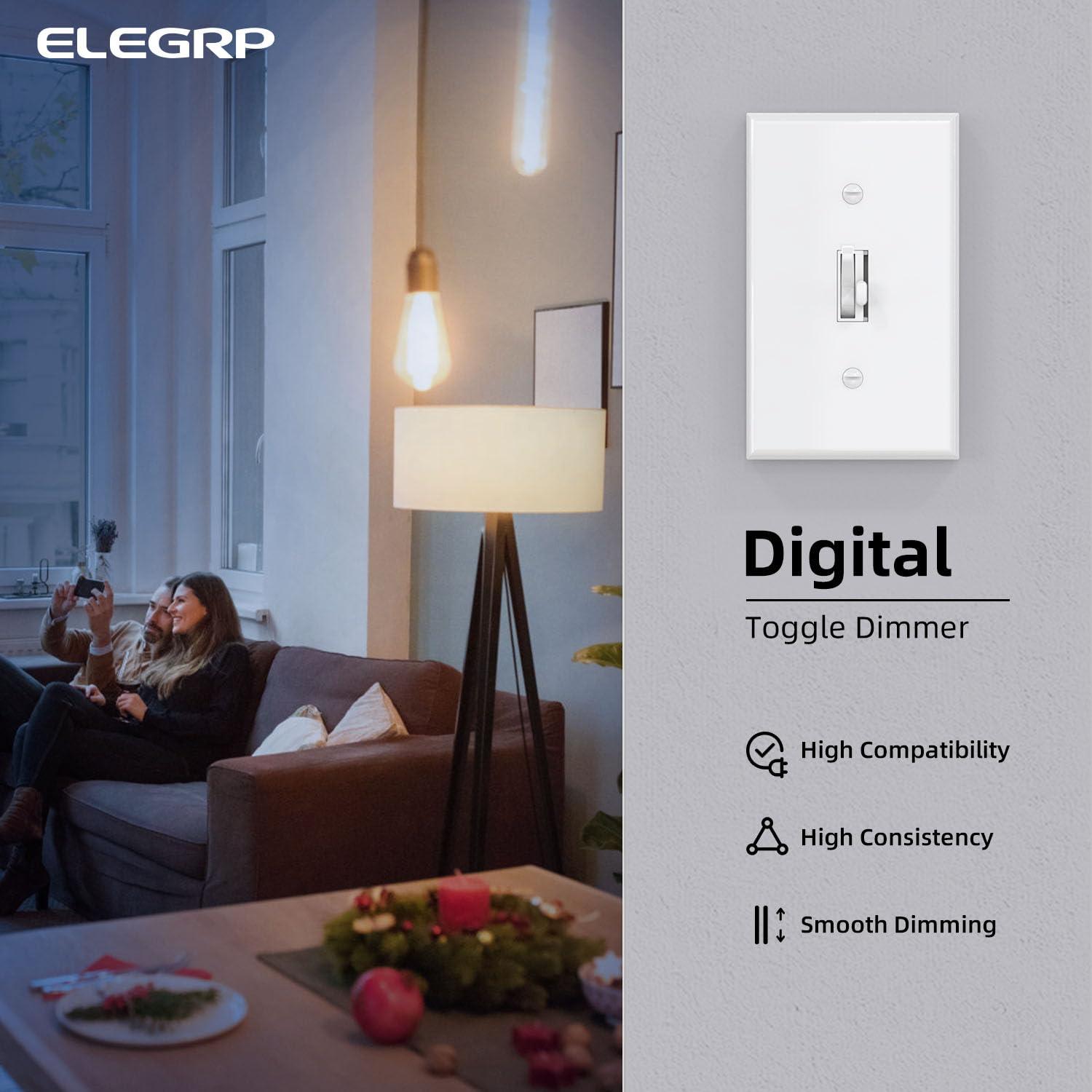 Interruptor de Atenuador Digital ELEGRP 150W LED CFL Incandescente