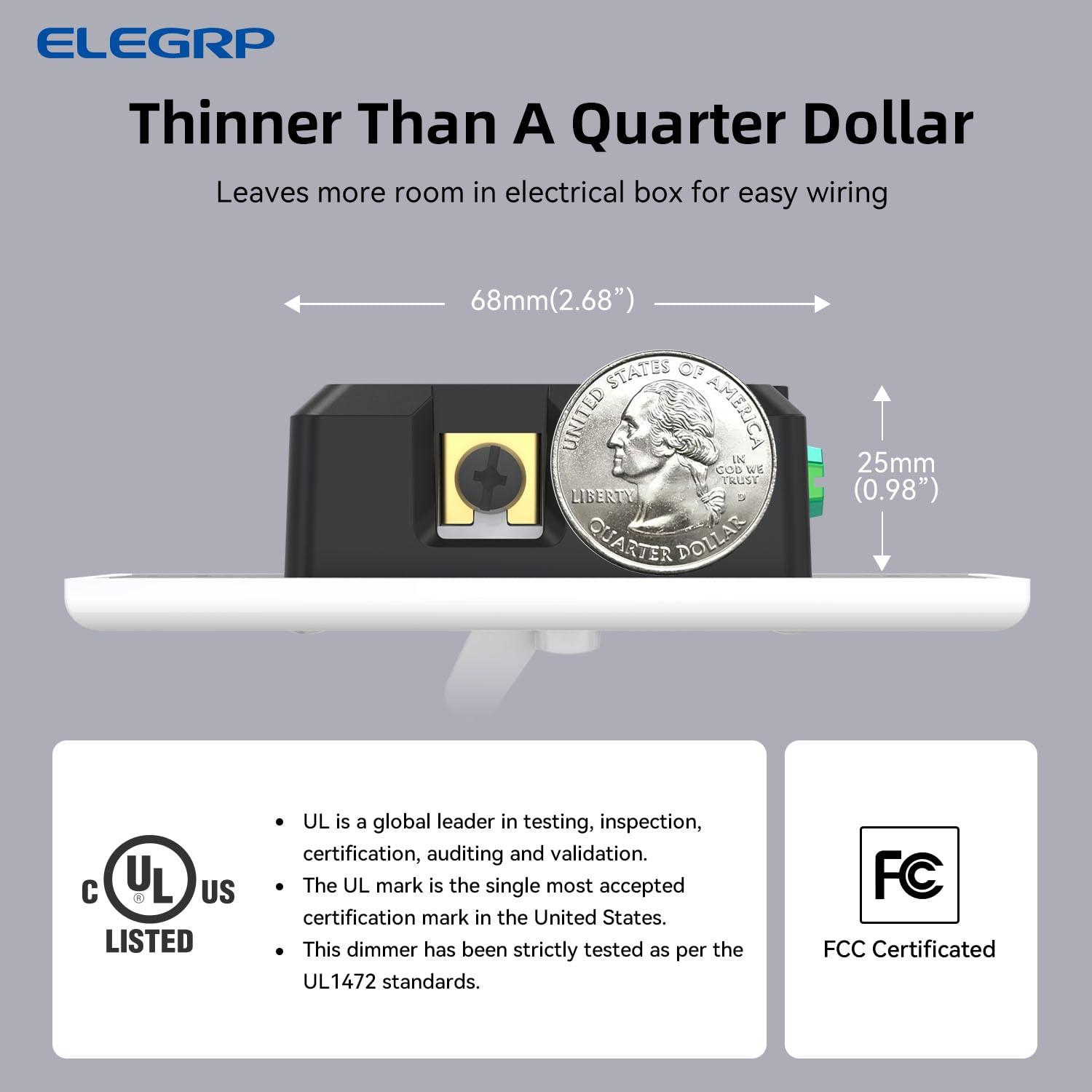 Interruptor de Atenuador Digital ELEGRP 150W LED CFL Incandescente