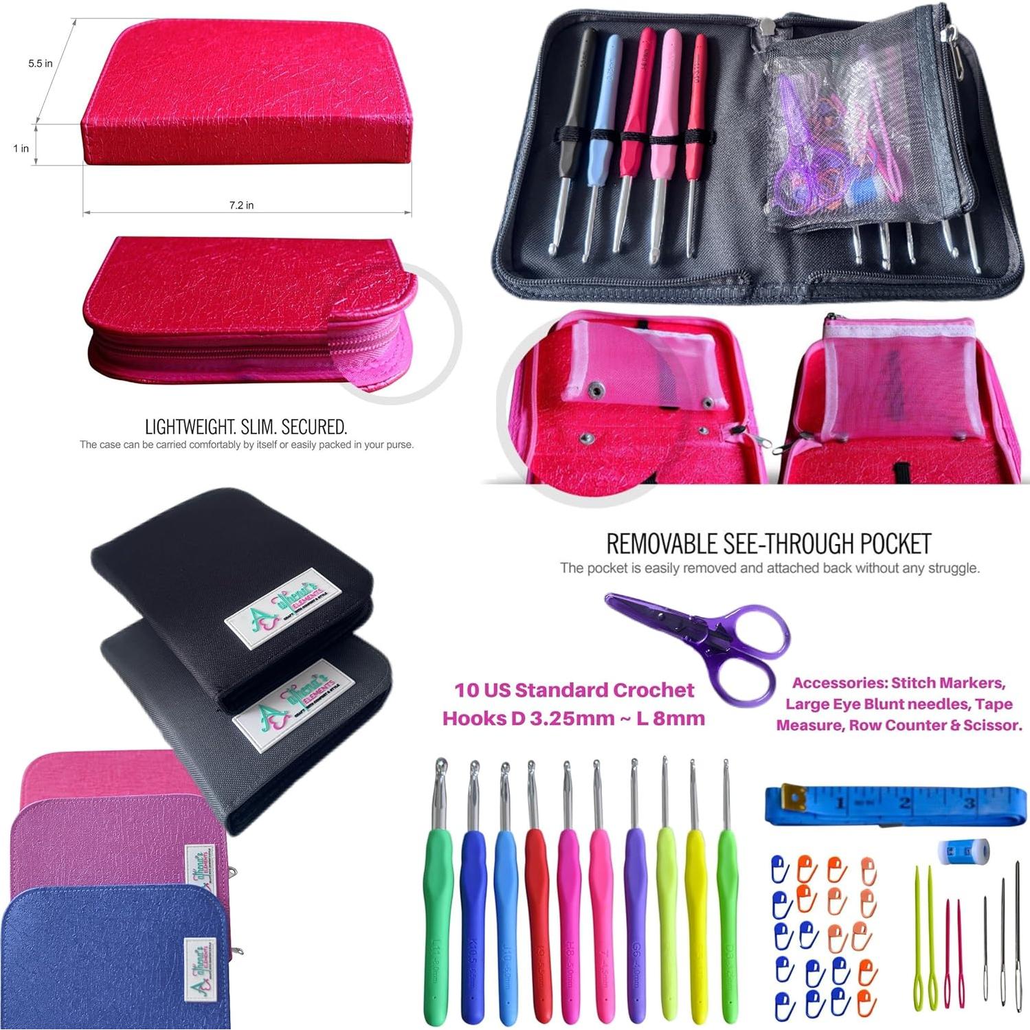 Set de Ganchillos Ergonomicos Elementos de Athena - Negro