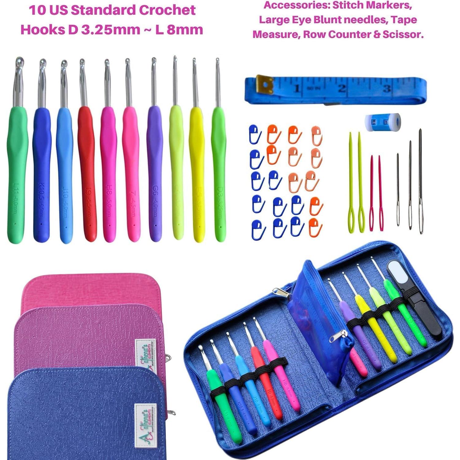 Set de Ganchillos Ergonomicos Elementos de Athena - Negro