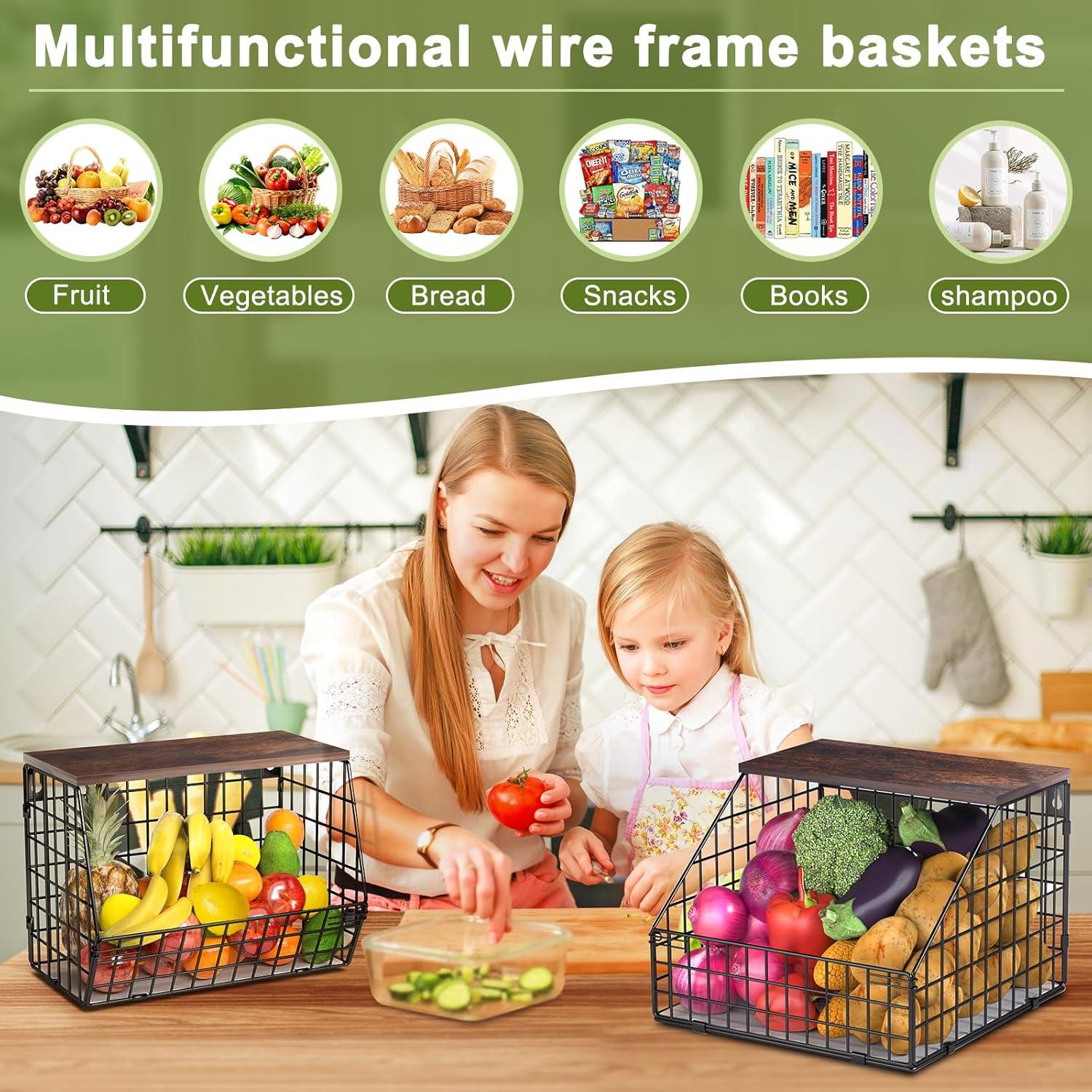 Cestas de Alambre Wawocs para Frutas y Verduras - 2 Piezas