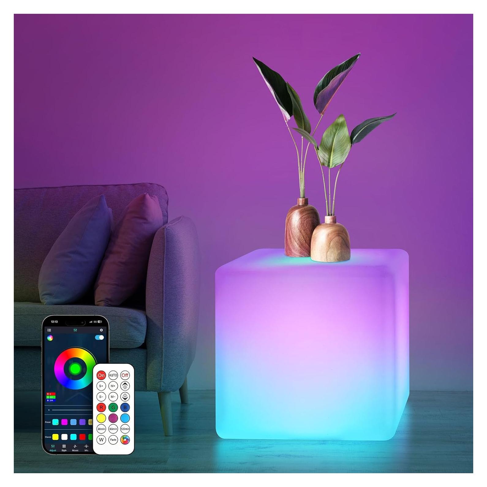 Lámpara de Piso Cubo LED RGB LOFTEK 30 cm Control APP