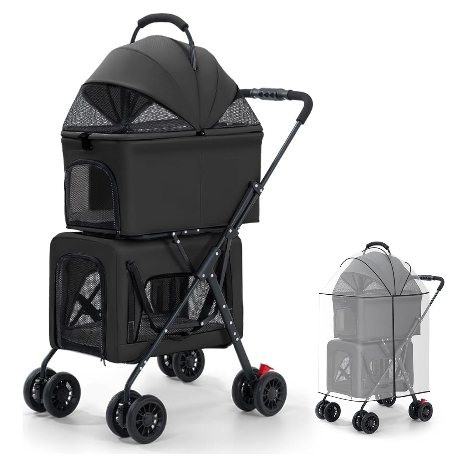 Carrito para Mascotas MOV COMPRA Doble Piso 120 cm Negro