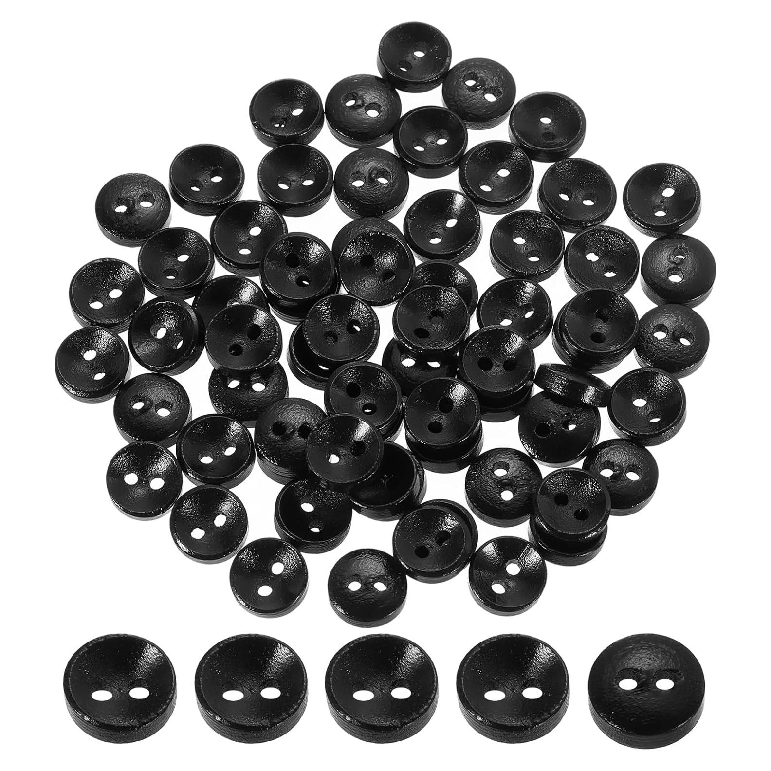 100 Botones de Madera Redondos 9mm uxcell - Negro para Costura