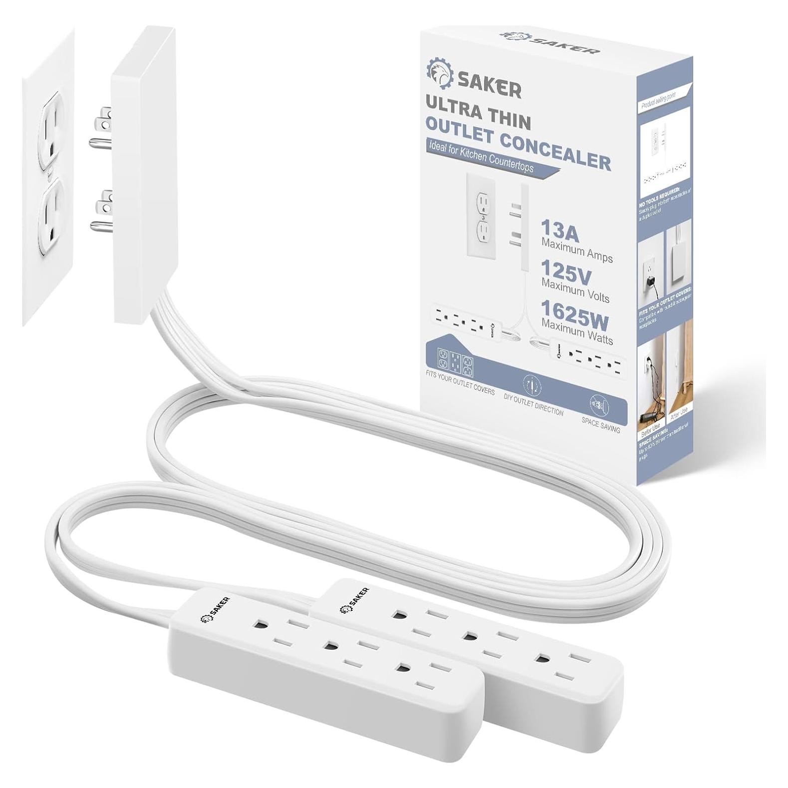 Cable de Extensión Plano Saker Doble 5 pies 6 Salidas 1625W