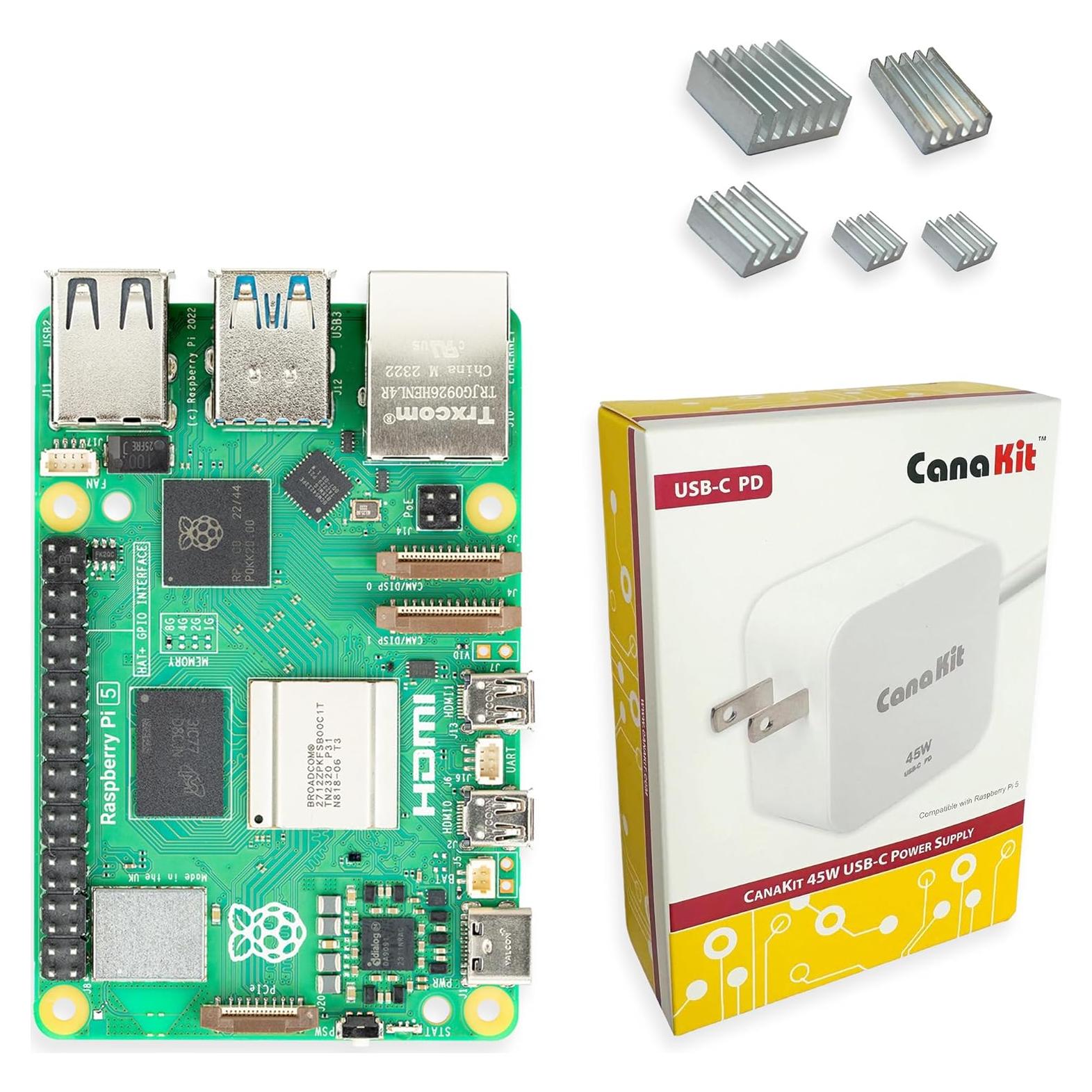 CanaKit Raspberry Pi 5 Kit Básico 8GB RAM + Fuente 45W