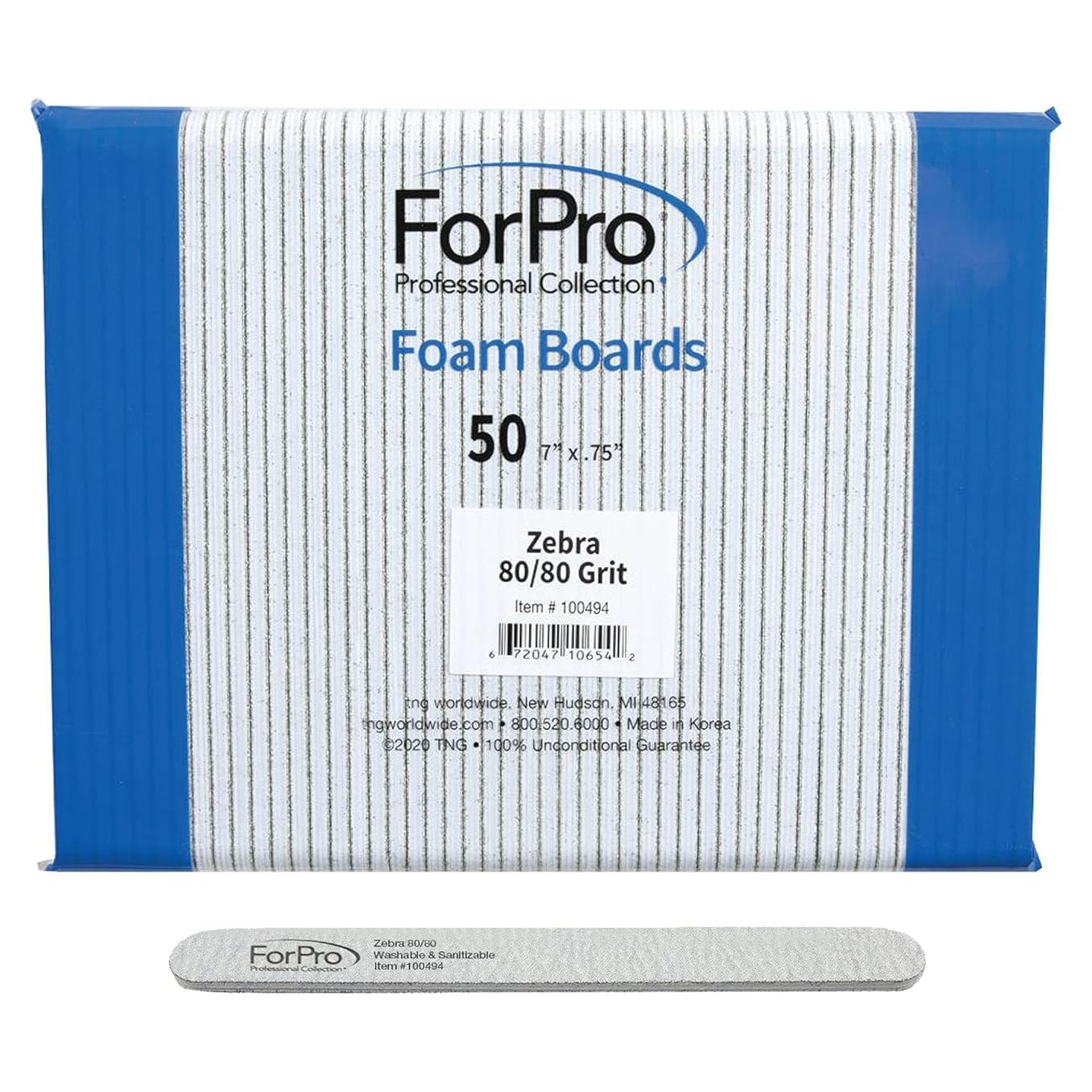 Limas de Uñas Doble Cara ForPro 80/80 Grano 17.78 cm - 50 Unidades