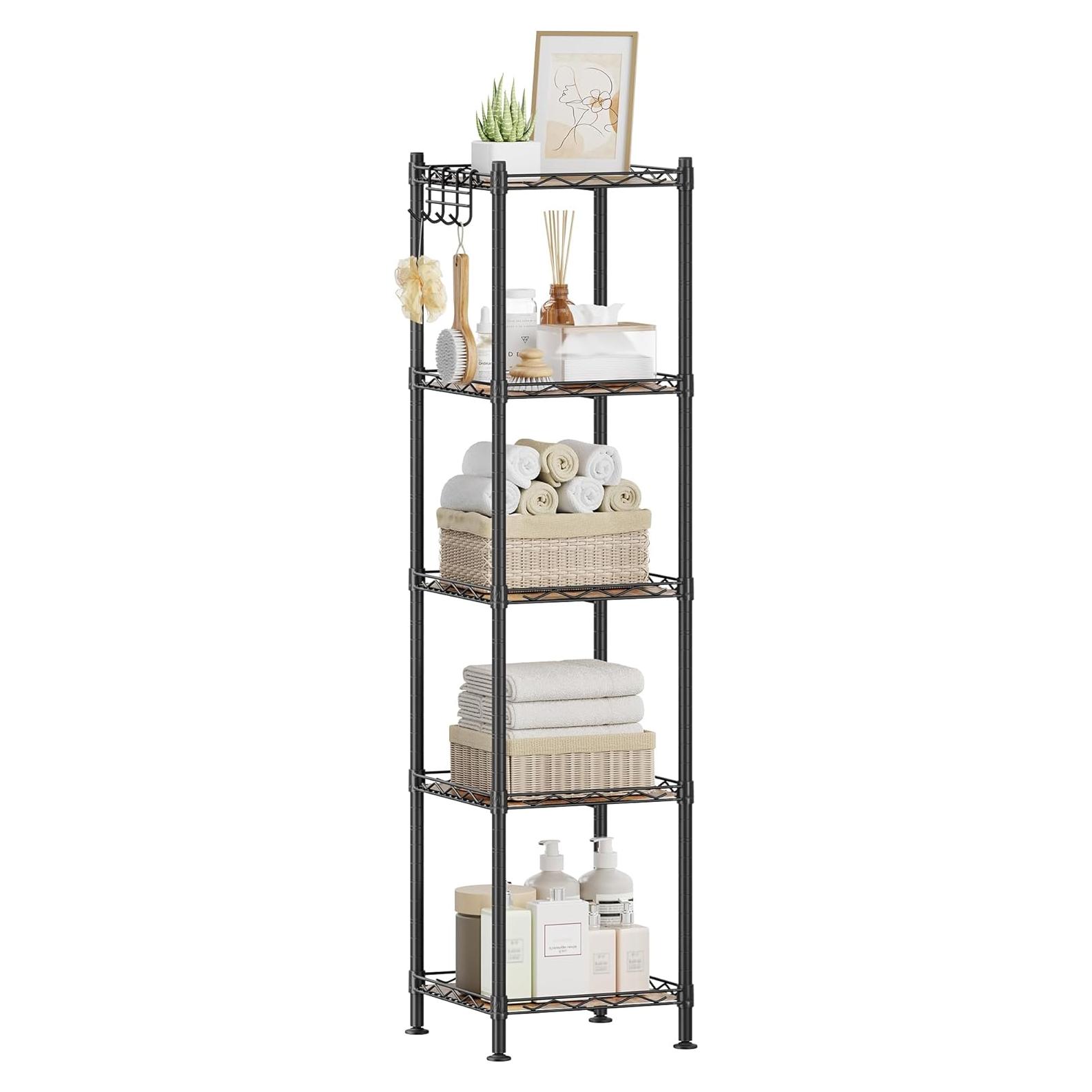 Estante de Baño SONGMICS 5 Niveles Ajustable Negro Rústico