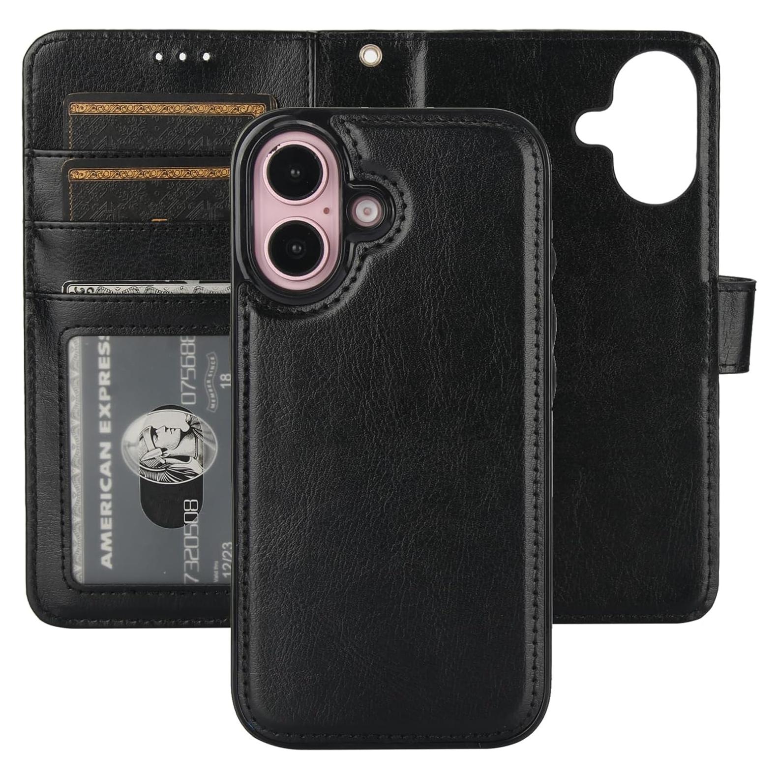 Funda Cartera Desmontable Bocasal para iPhone 16 6.1" RFID Negro