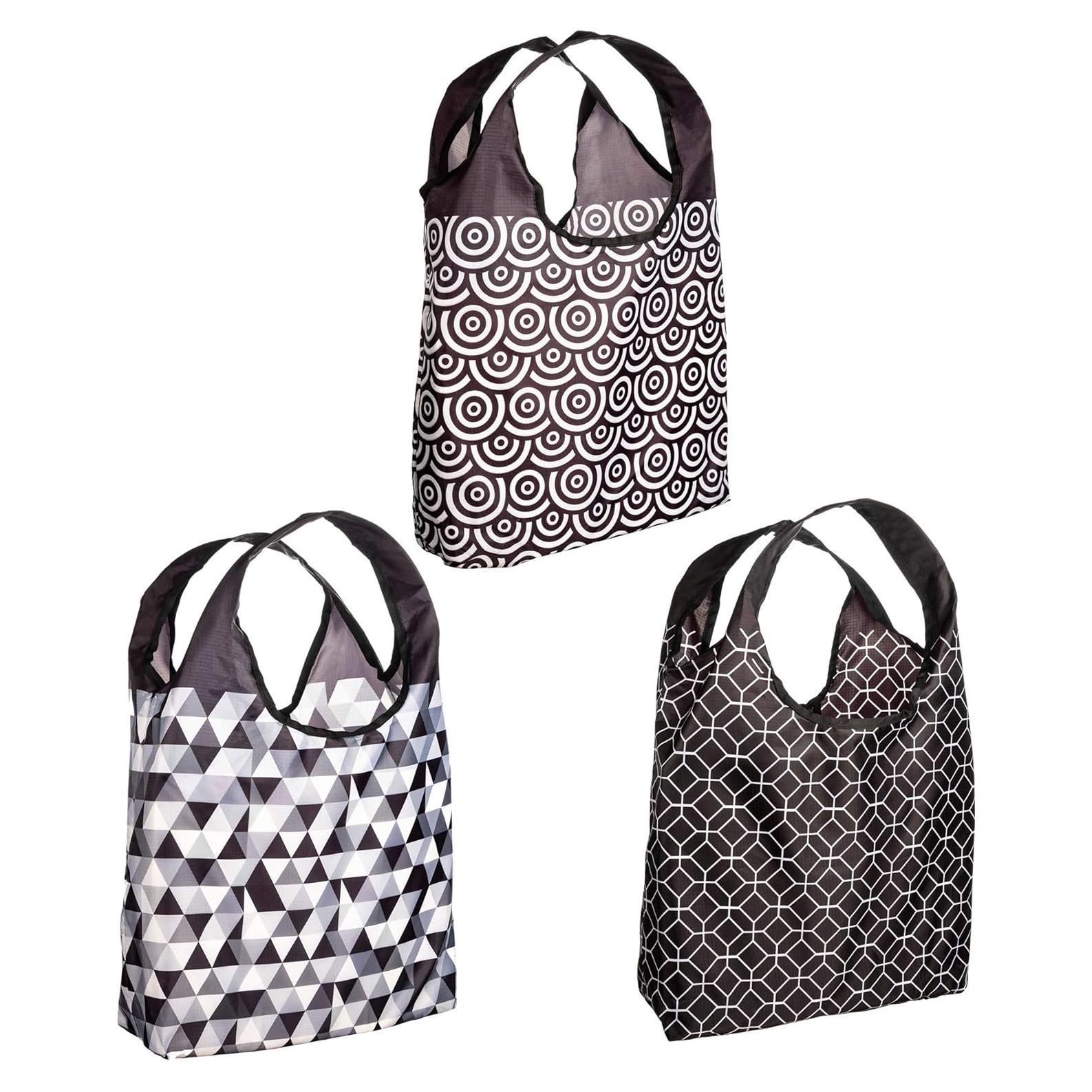 Bolsas de Compras Reutilizables O-WITZ - 3 Piezas, Negro y Blanco