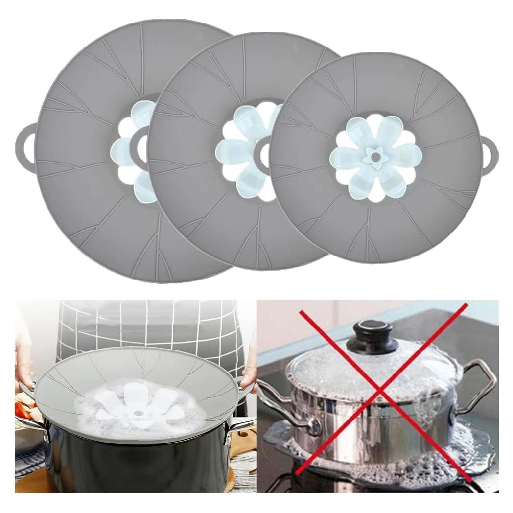 Juego de 3 tapas de silicona URMONA para microondas y cocina