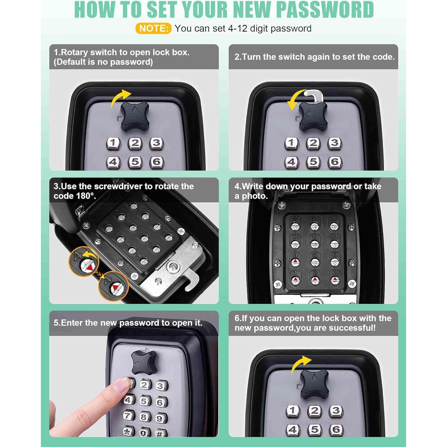 Caja de Seguridad para Llaves de Auto Tevlaphee - Combinación 12 Dígitos
