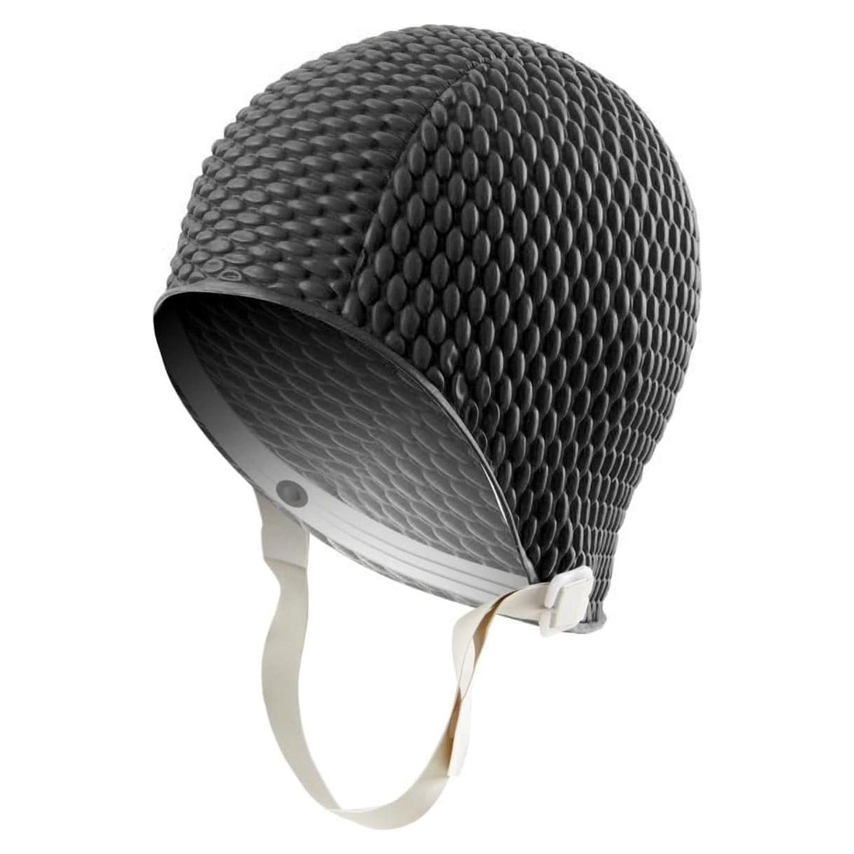 Gorro de Natación Sporti Bubble Negro, Láttex Antideslizante