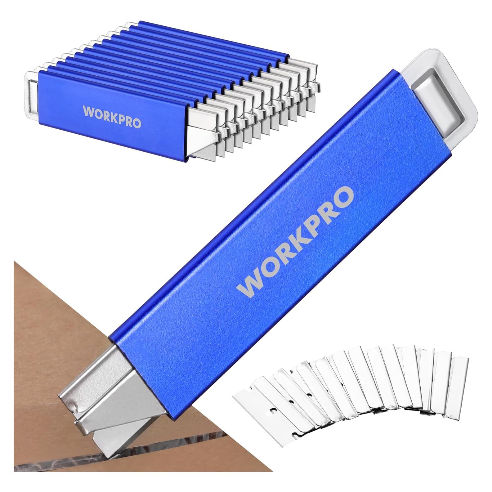 Cuchillo Cortador Retráctil WORKPRO con 12 Cuchillas Repuesto