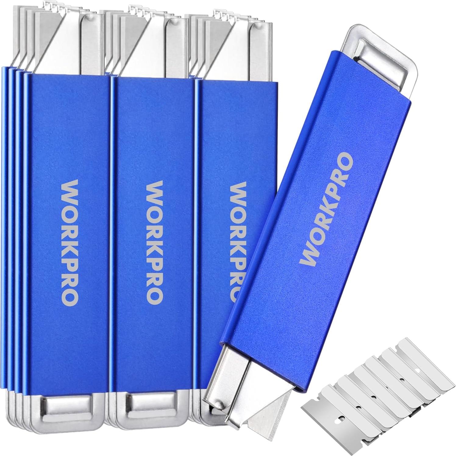 Cuchillo Cortador Retráctil WORKPRO con 12 Cuchillas Repuesto