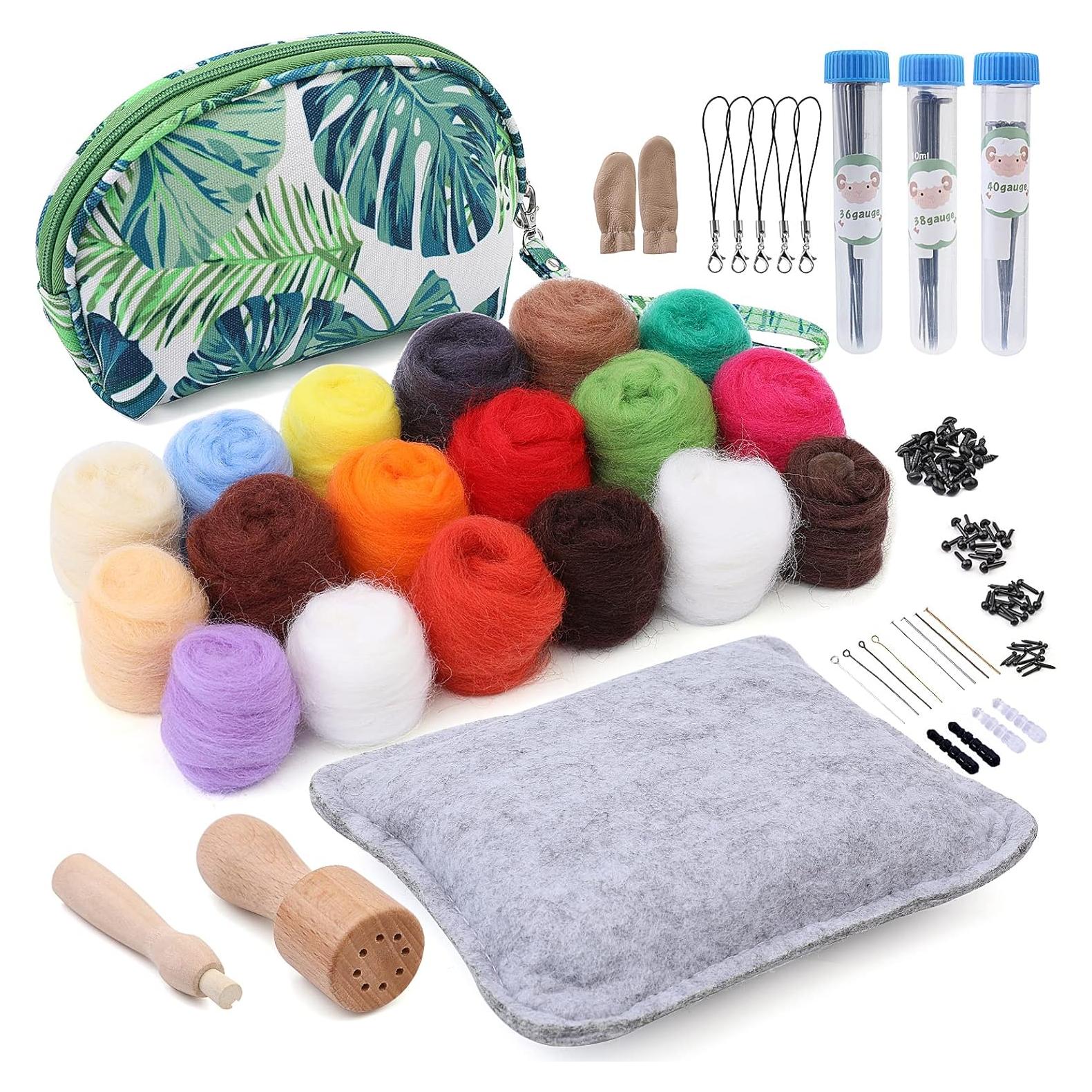Kit de Aguja de Fieltro IMZAY con 18 Colores y Bolsa Verde