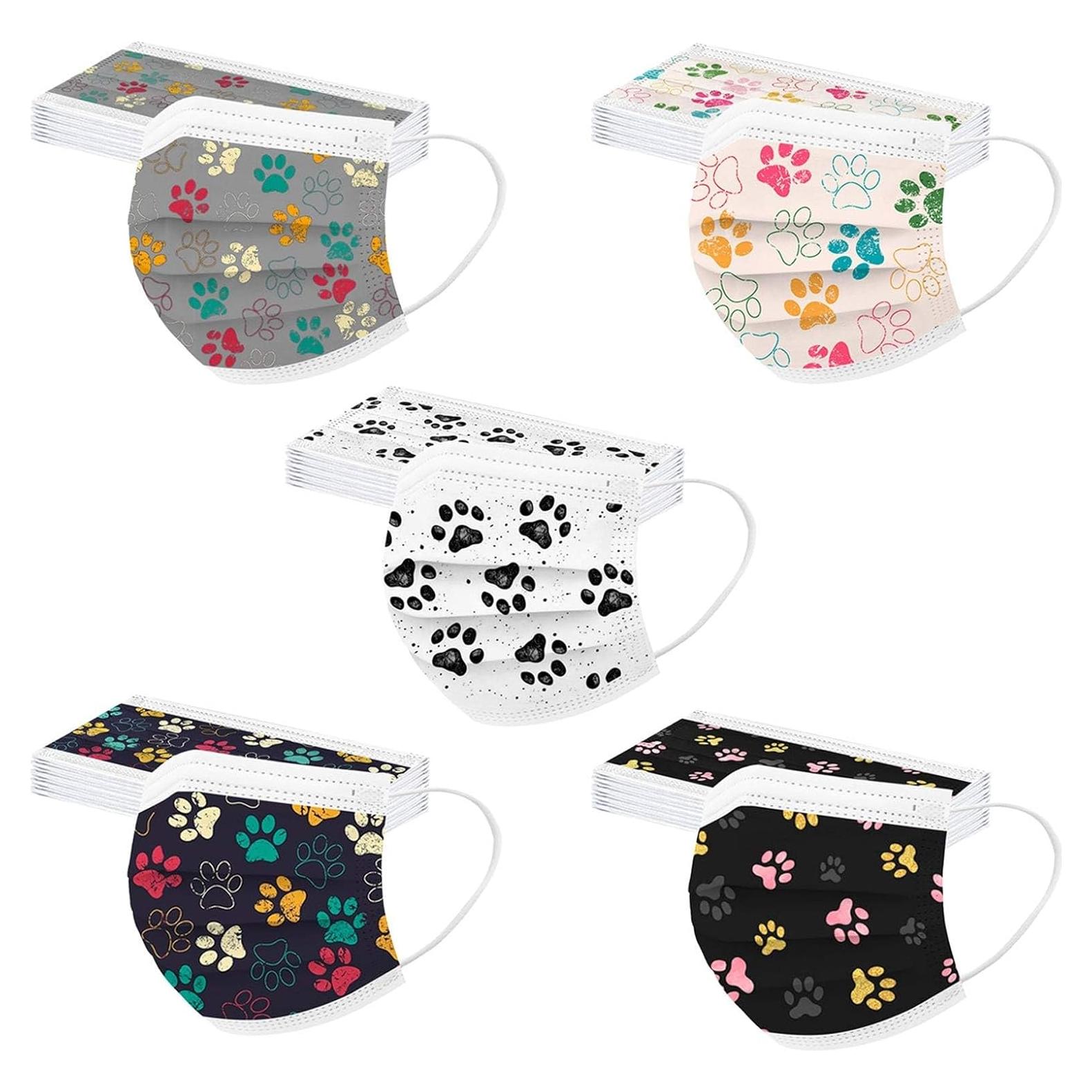 50 Mascarillas Desechables 3 Capas Huella de Patas Adultos
