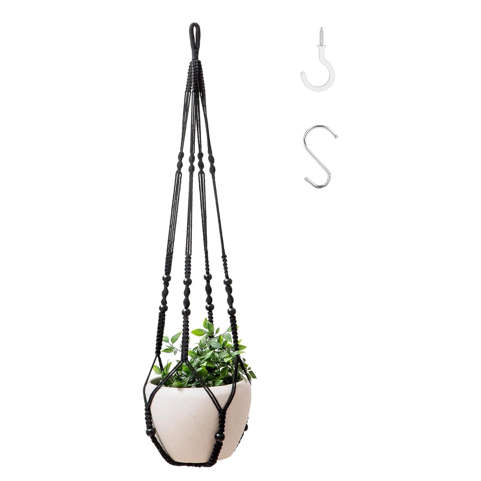 Hanger de Macramé WXS-CHALL 109 cm Negro para Macetas