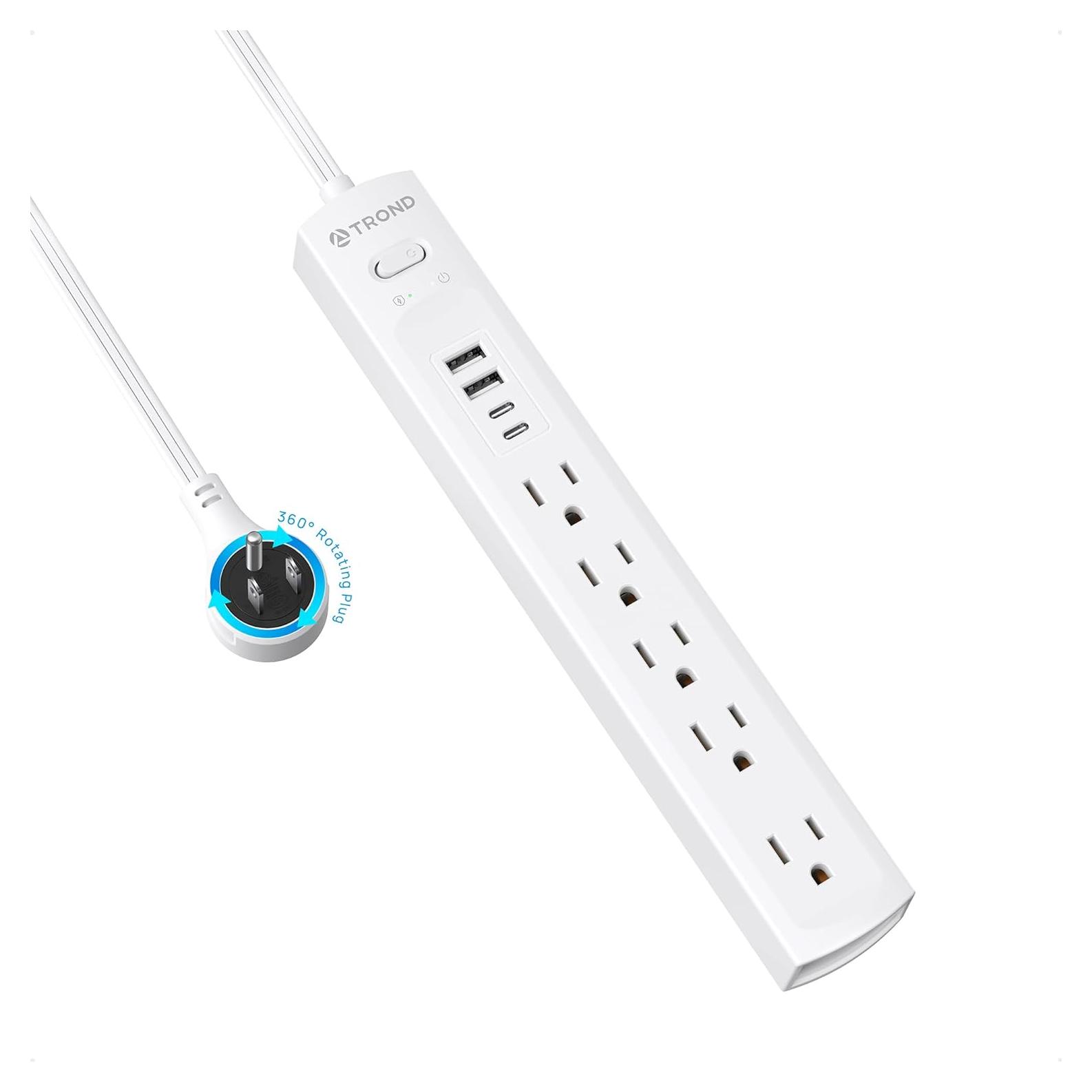 Regleta de Sobretensión TROND 5 Tomas 2 USB C 2 USB A 1440J