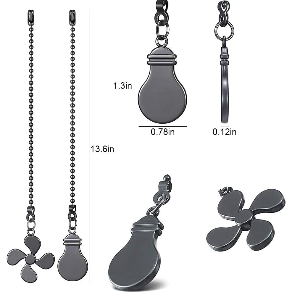 2 Cadenas de Tirar para Ventilador de Techo Dotlite 30cm Negro