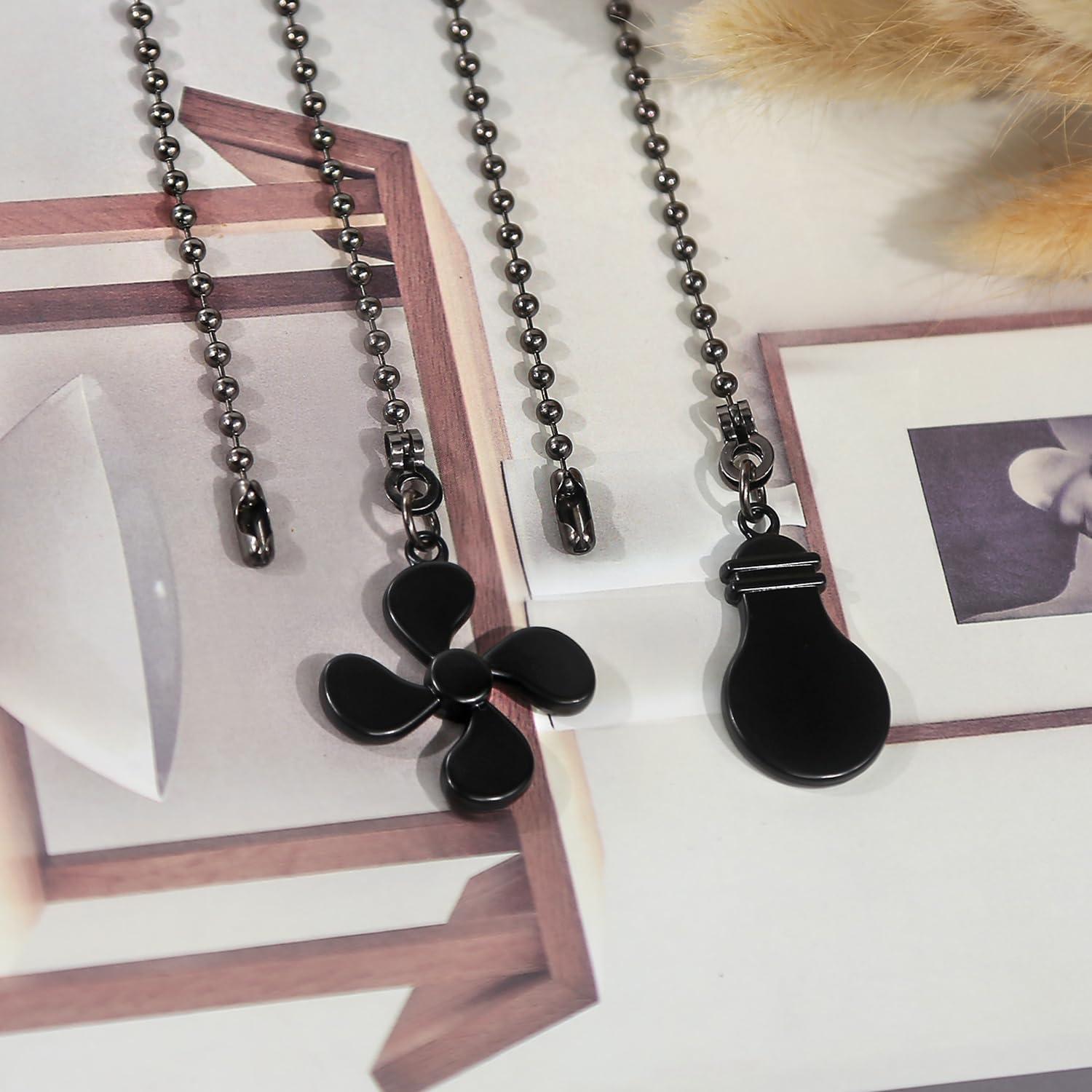 2 Cadenas de Tirar para Ventilador de Techo Dotlite 30cm Negro