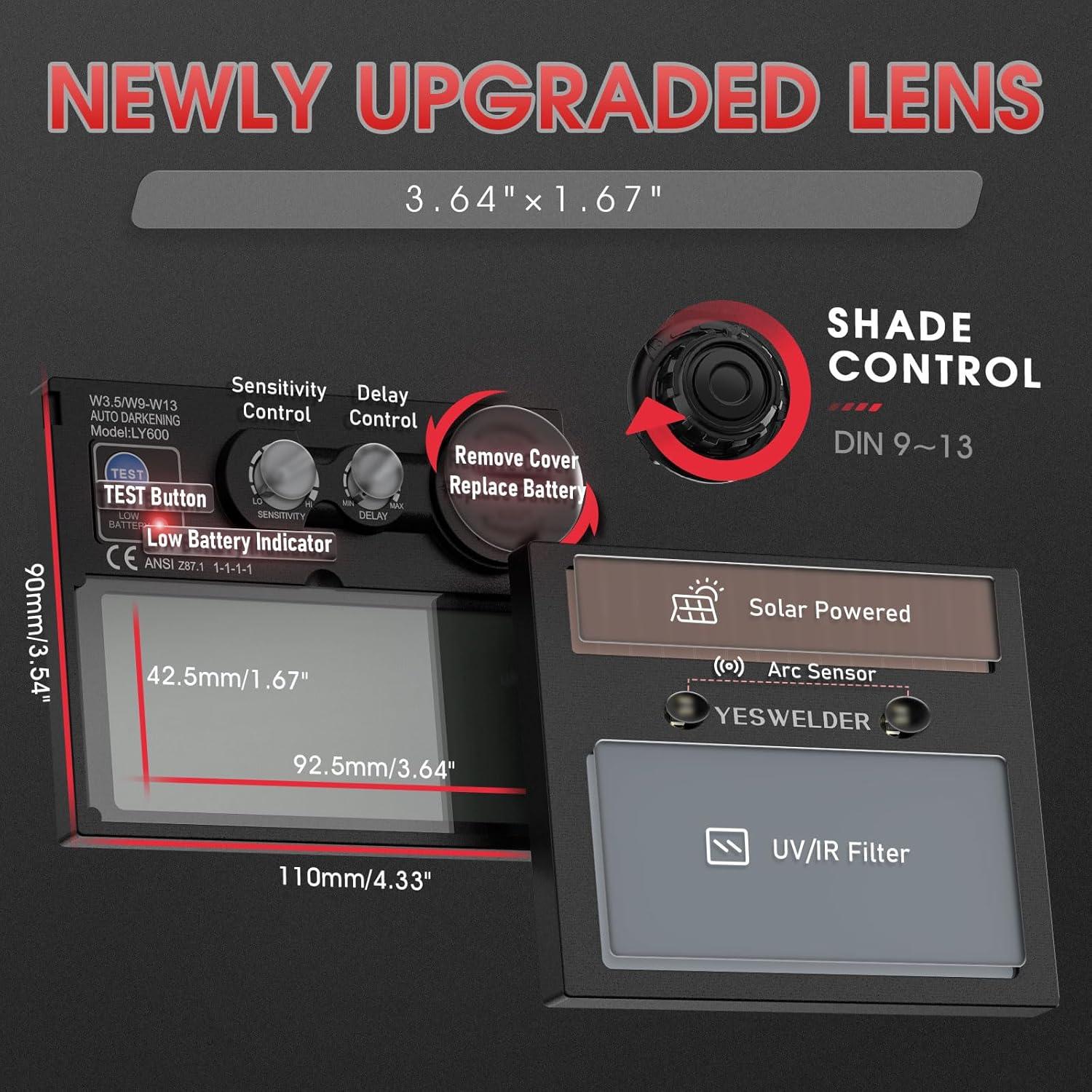 Casco de Soldadura YESWELDER LYG-L600A-PK con Oscurecimiento Automático