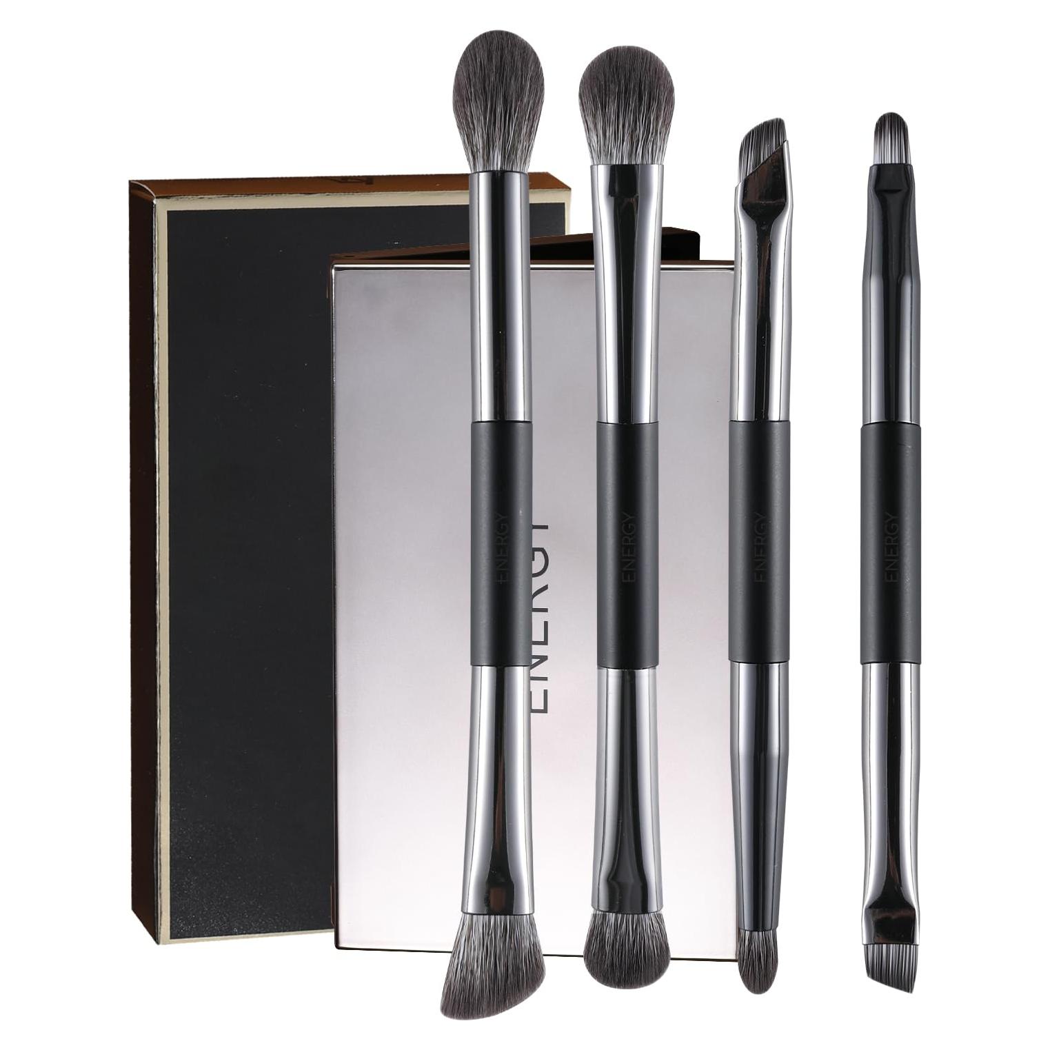 Conjunto de Brochas de Maquillaje ENERGY 4PCS Doble Cara con Estuche