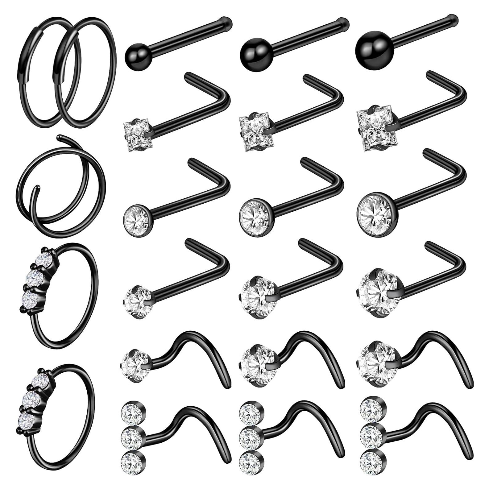 Aros Nasales ONESING 23 Piezas Acero Inoxidable Hipoalergénico