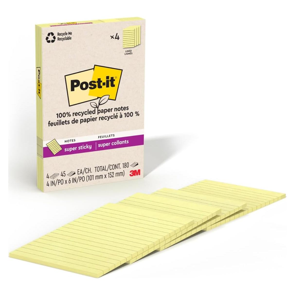 Notas Adhesivas Super Sticky Post-it Amarillo Canario 10x15 cm