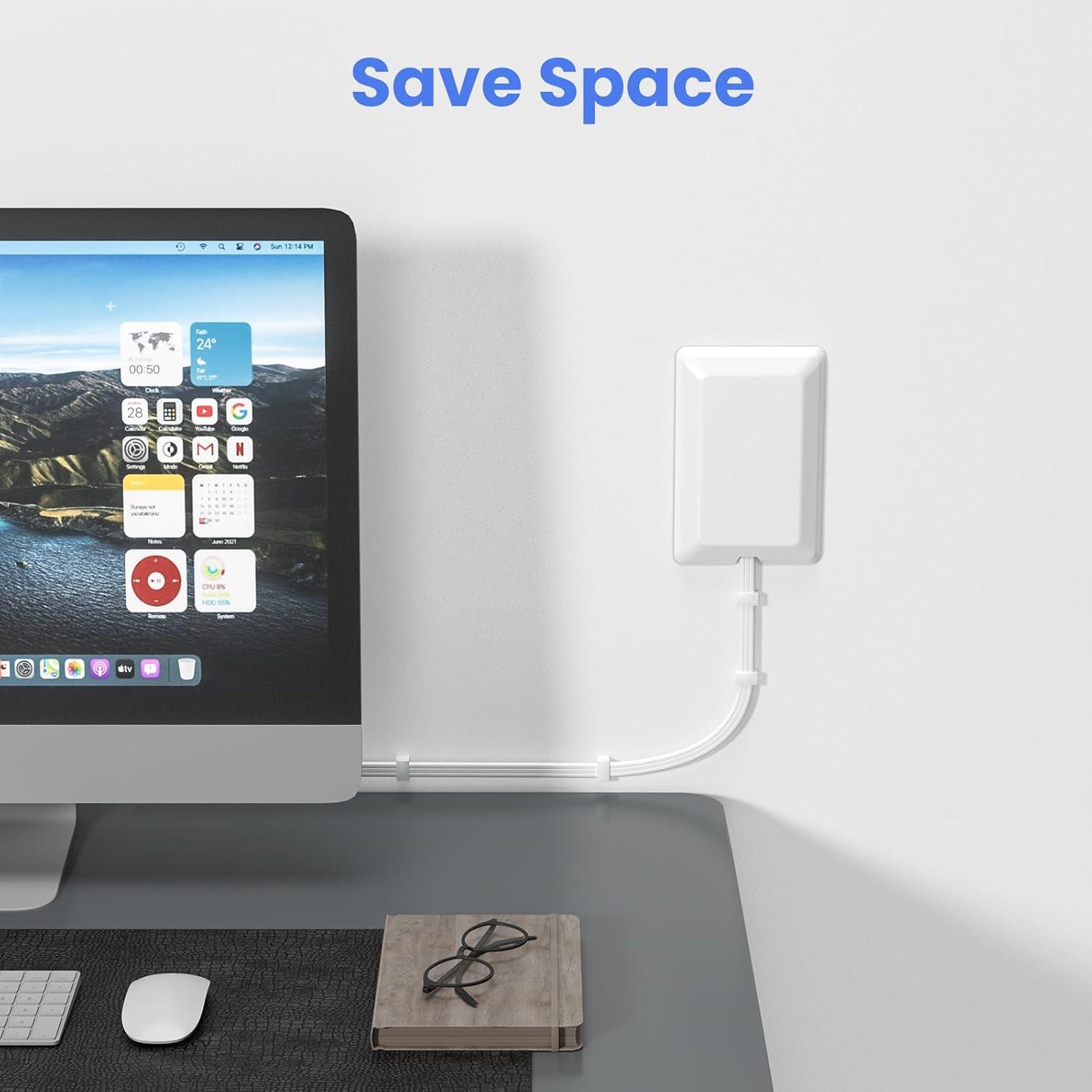 Regleta de Enchufe Plano OKCHILD 3 Salidas AC 3 USB 0.91m