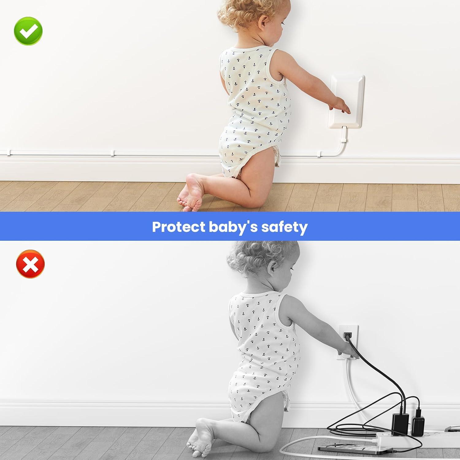 Regleta de Enchufe Plano OKCHILD 3 Salidas AC 3 USB 0.91m