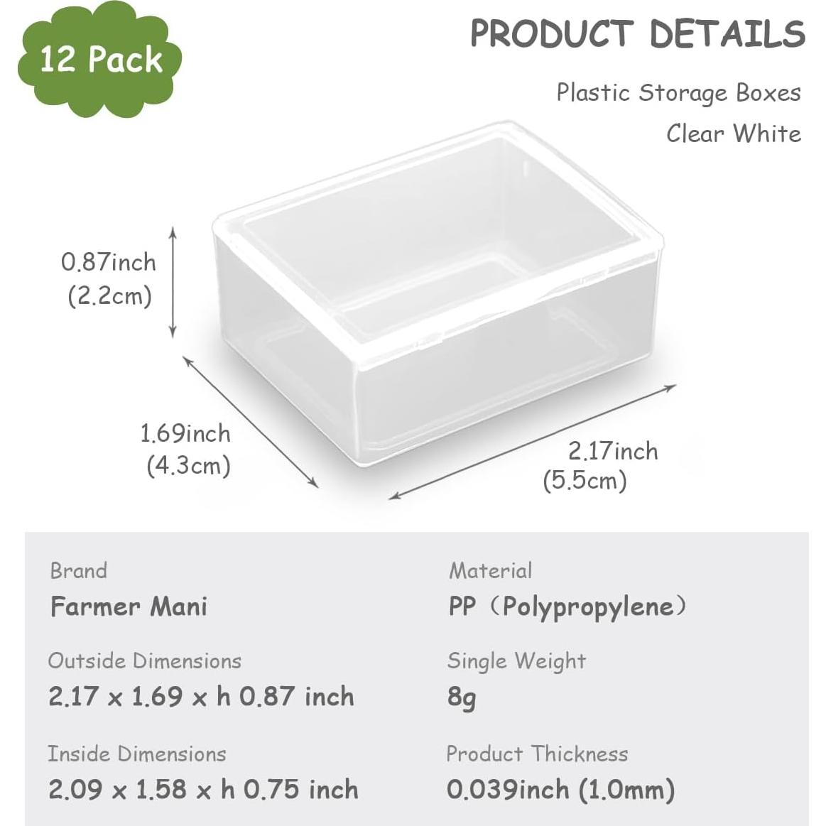 Paquete de 12 Contenedores Rectangulares Transparentes Farmer Mani
