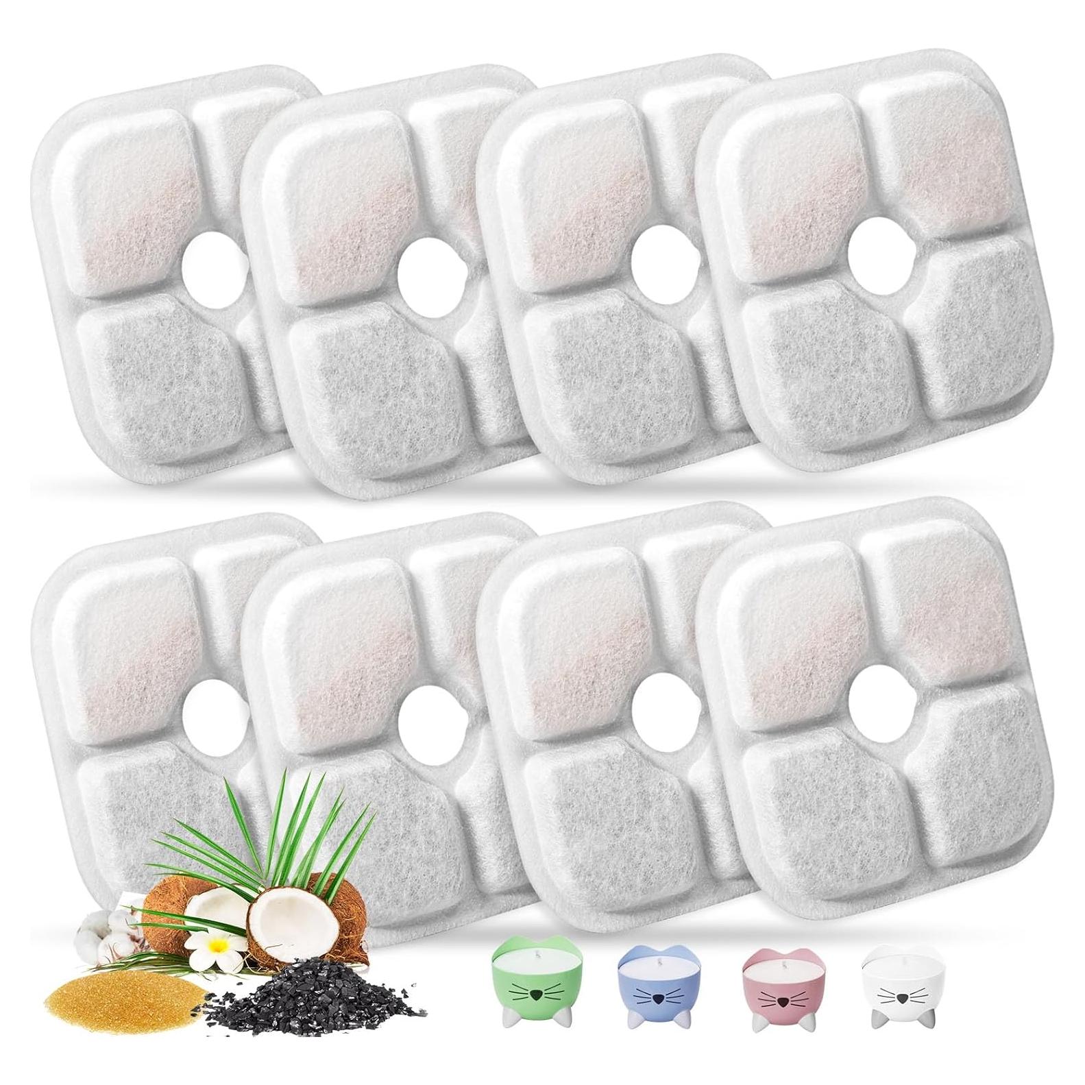 Filtros de Reemplazo Porens para Fuente de Agua Gatos 2.5L - 8 Piezas