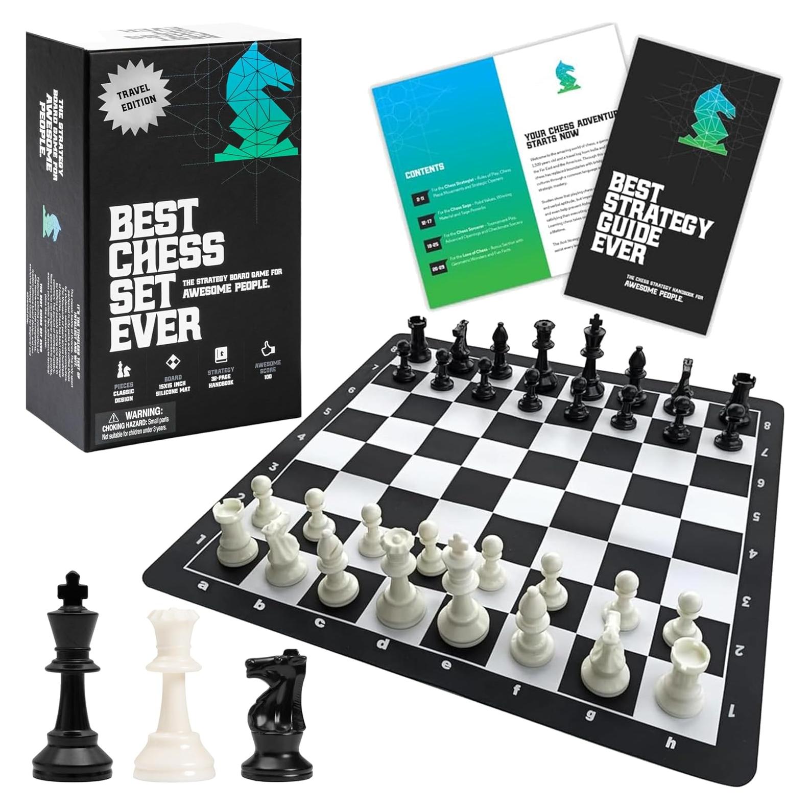 Juego de Ajedrez Portátil Chess Geeks 1x Piezas Staunton 38 cm
