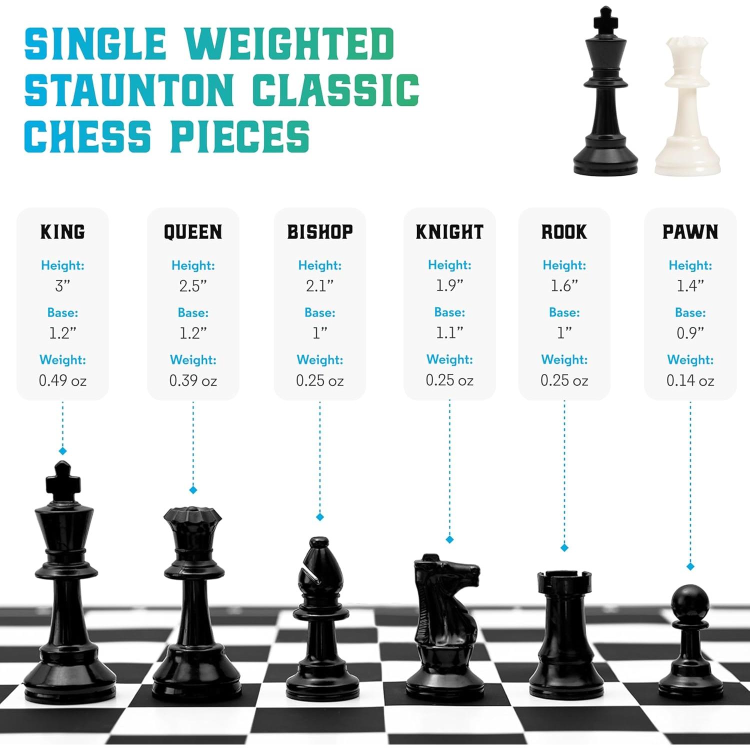 Juego de Ajedrez Portátil Chess Geeks 1x Piezas Staunton 38 cm