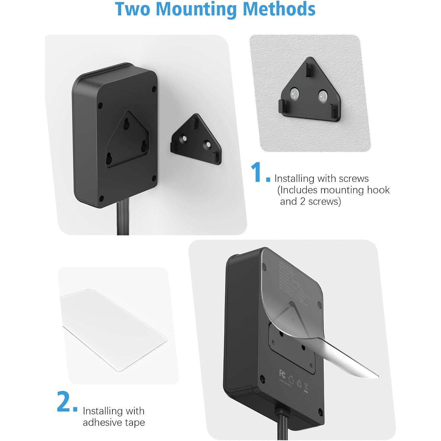 Extensor de Enchufe Plano PAEWOK 4 Salidas USB 1.22m Negro