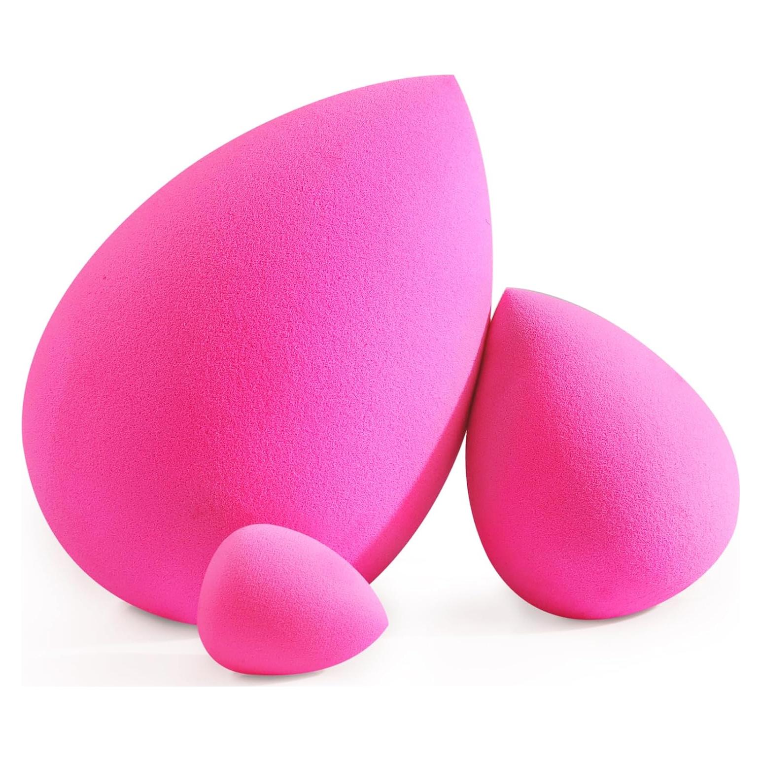 Conjunto de Esponjas de Maquillaje BEAKEY Rosa - Grande, Mediana y Mini