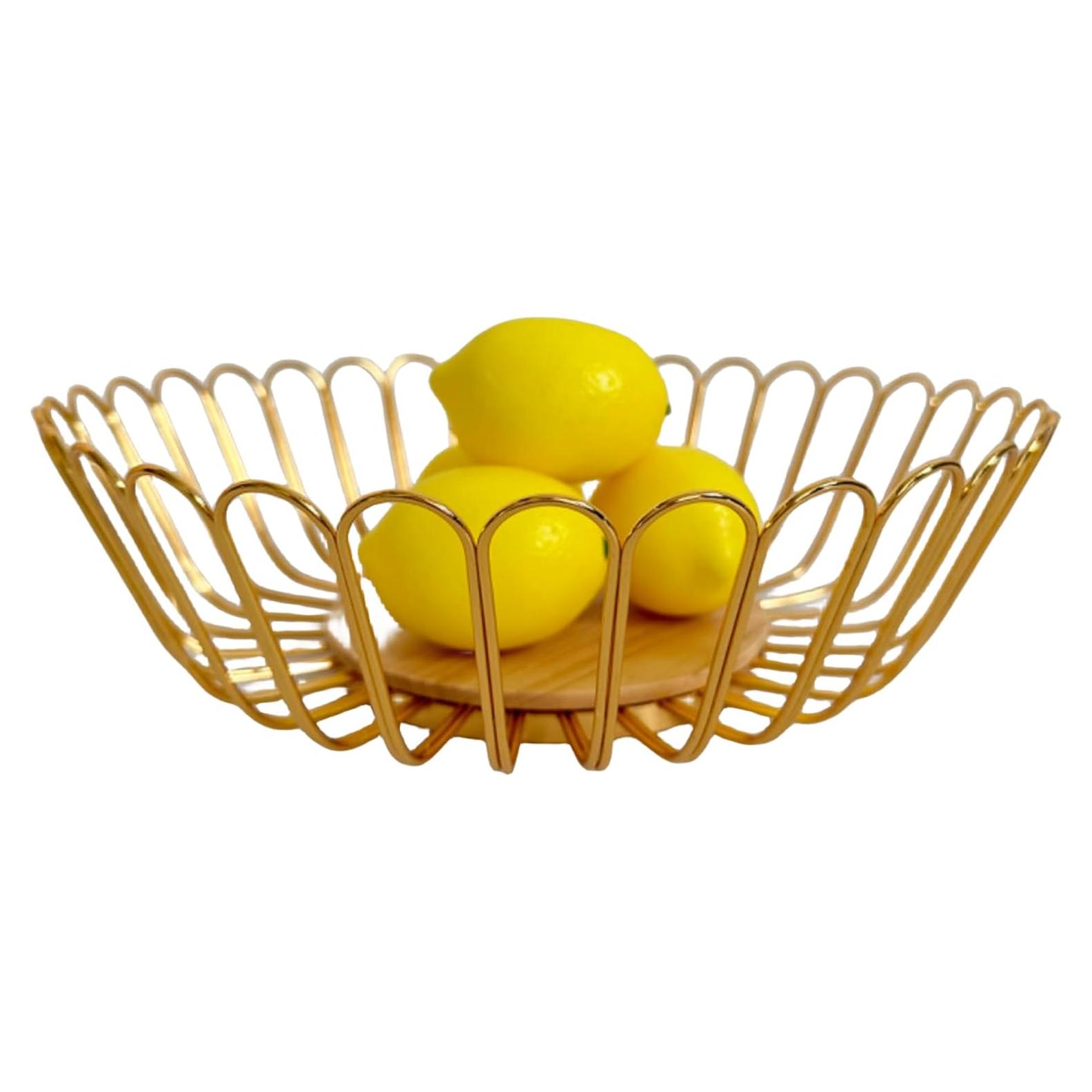 Cesta de Frutas Dorada 7UYUU Redonda 30.5 cm Almacenamiento